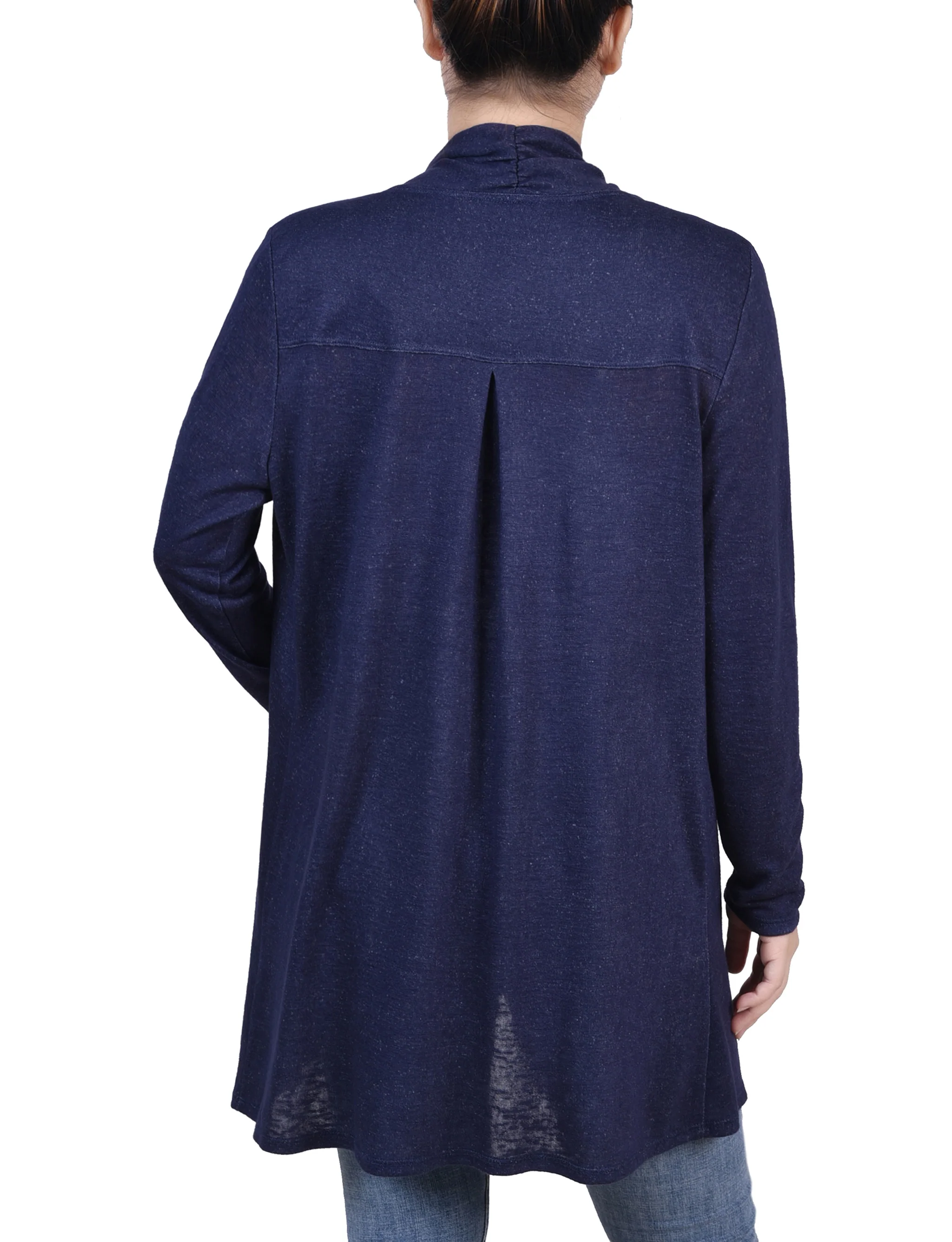 Navy Long Sleeve Collared Cardigan - Image 4