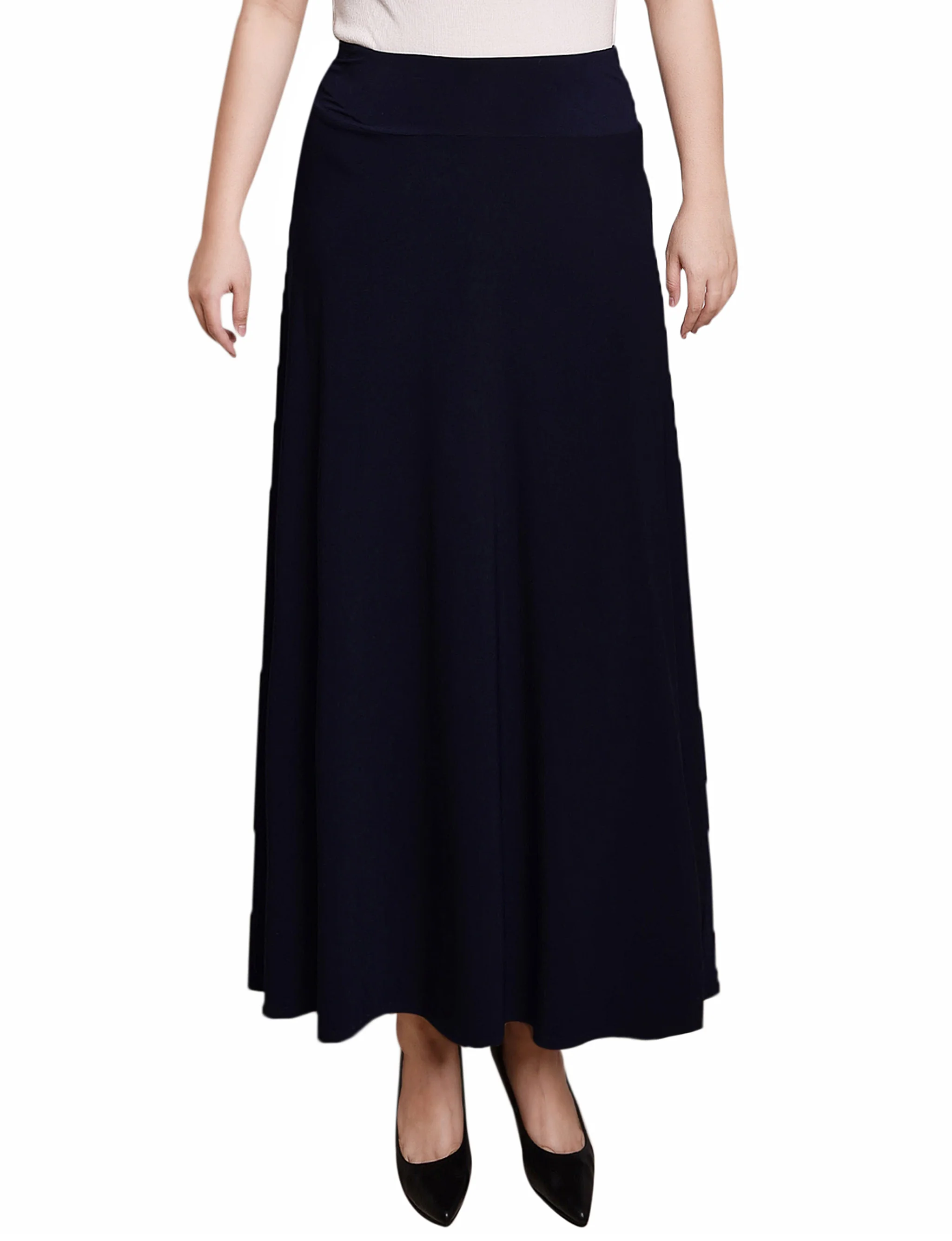 Navy Wide Yoked Maxi Skirt - Petite