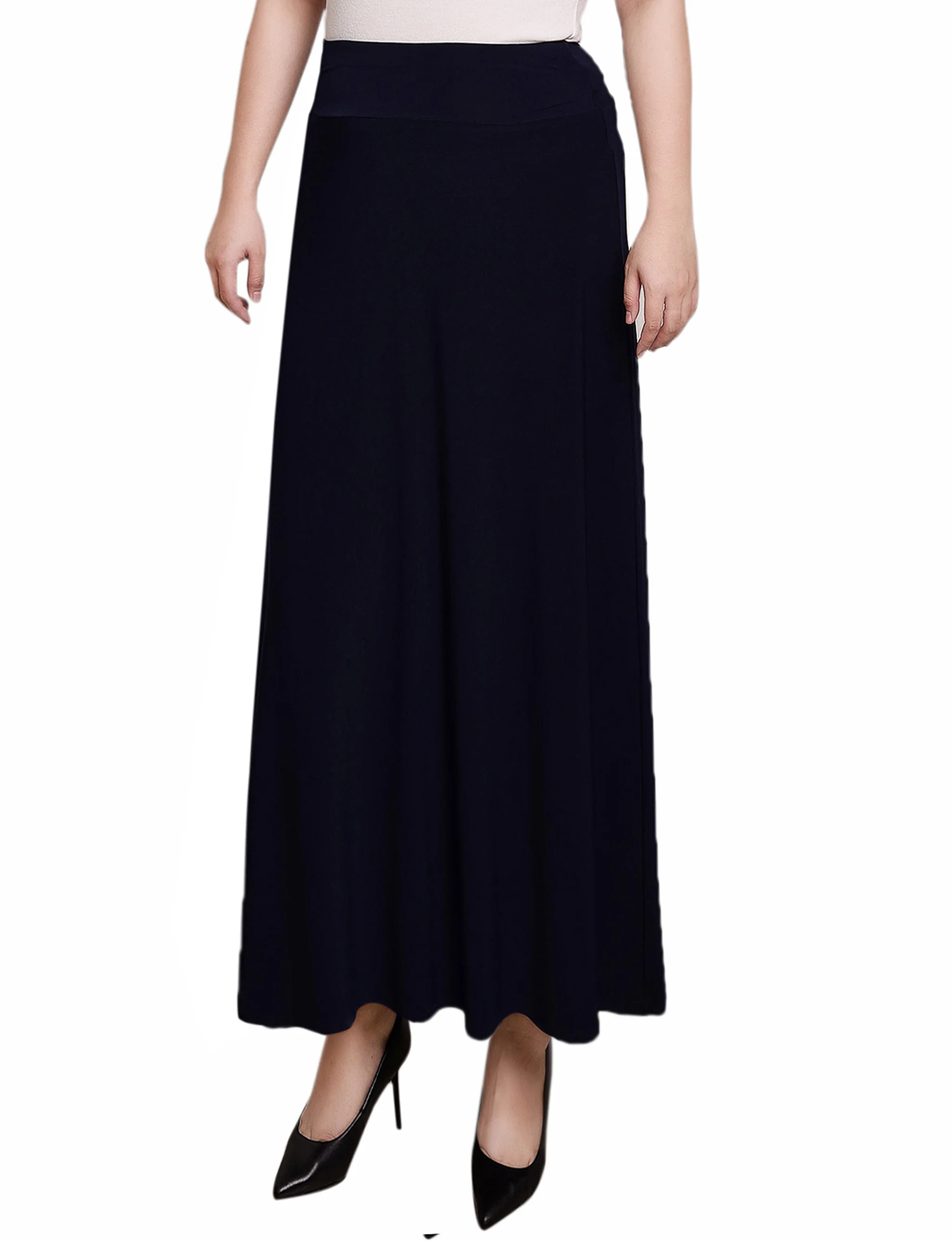 Navy Wide Yoked Maxi Skirt - Petite - Image 2