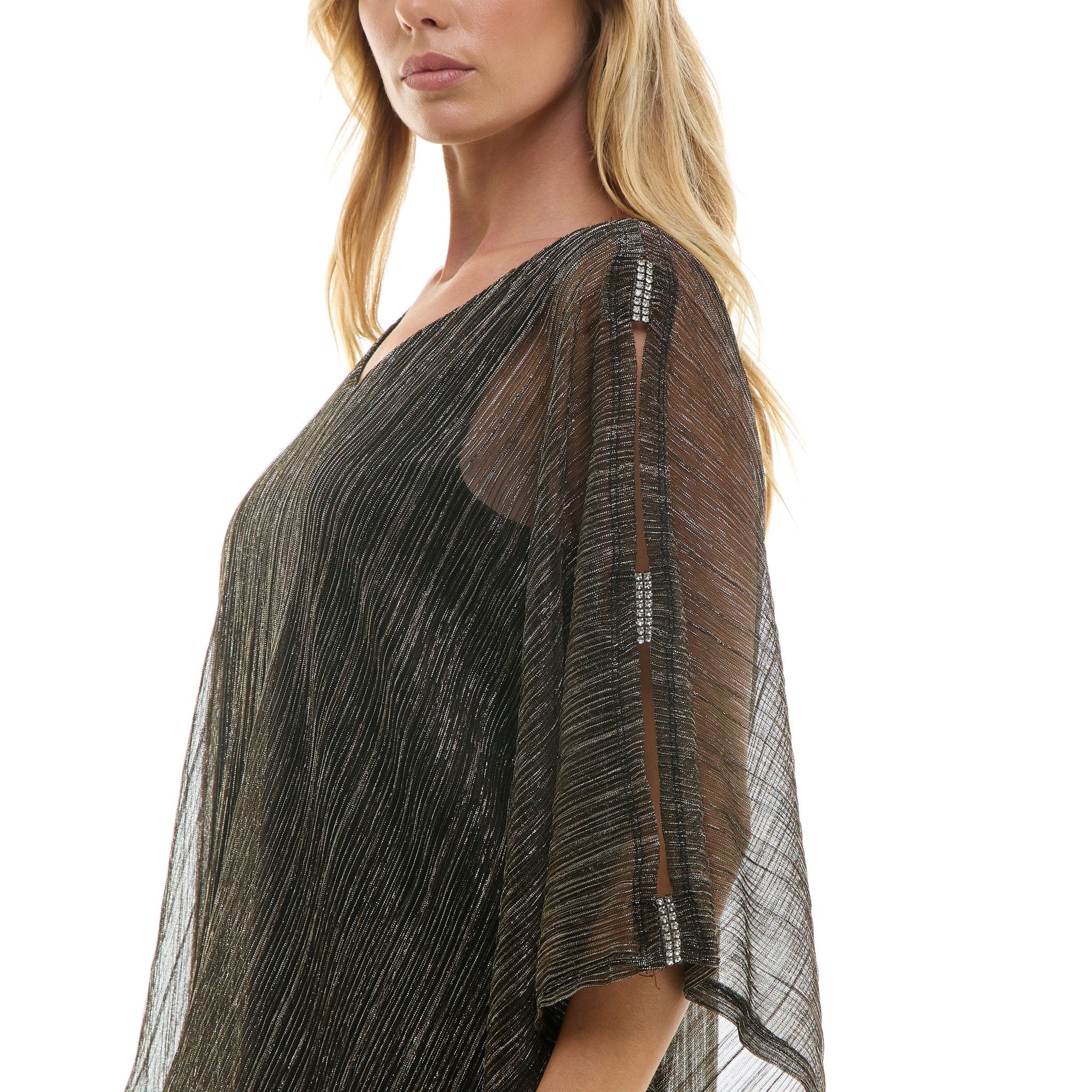 Novelty Trim Cold Shoulder Poncho Pant Set - Image 3