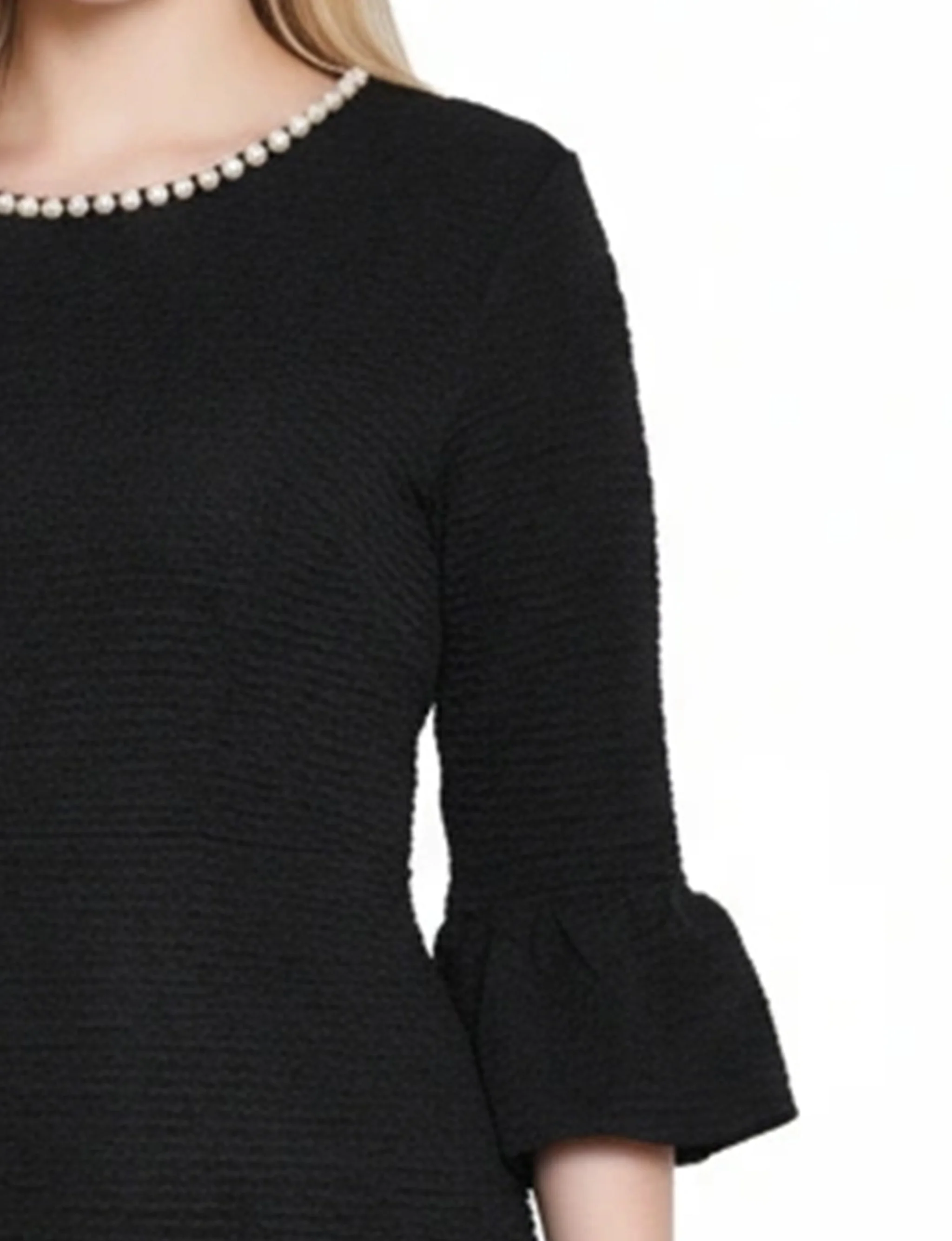 NY Collection 3/4 Length Pearl Detail Dress - Image 2