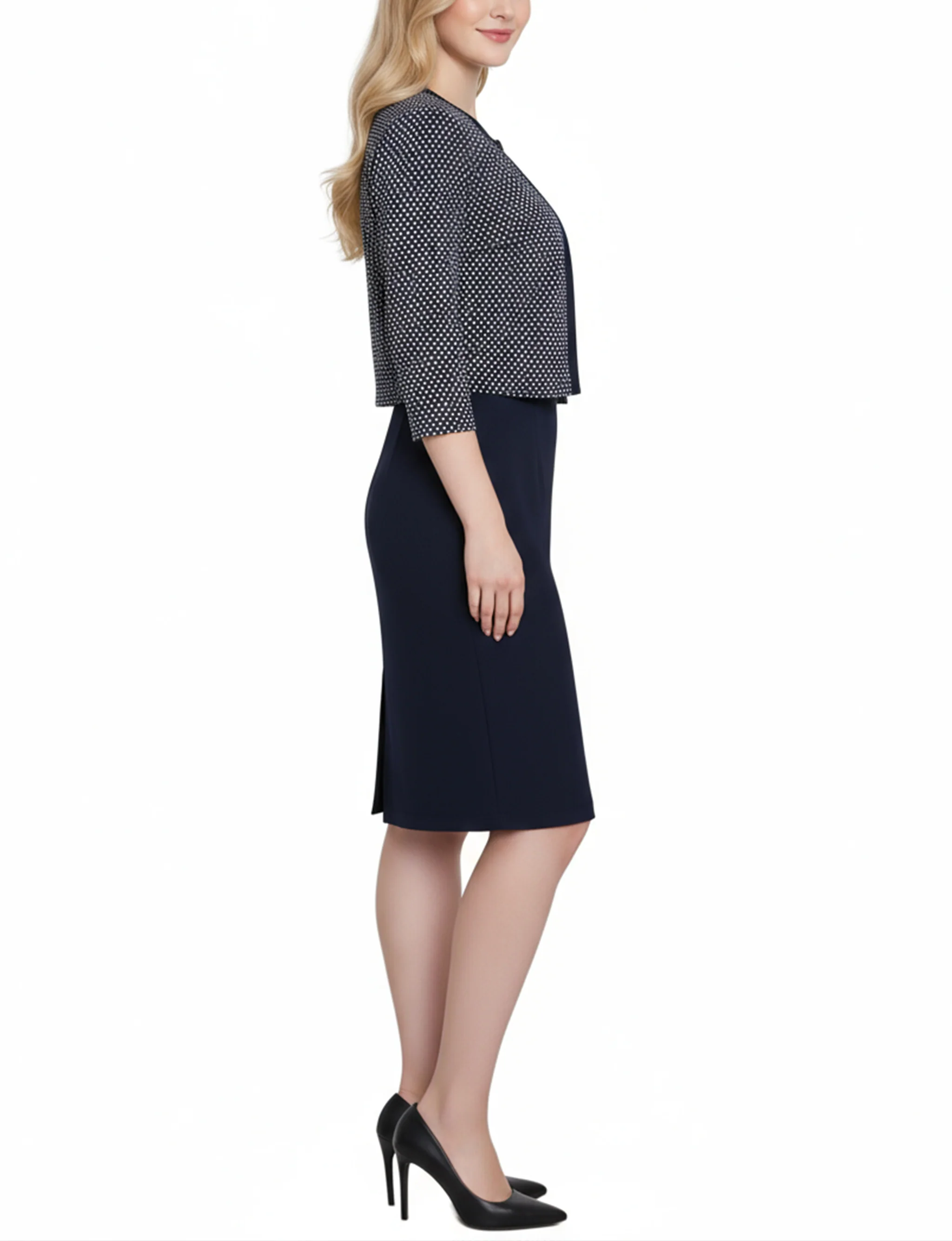 NY Collection 3/4 Sleeve Jacket and Dress Set - Image 3