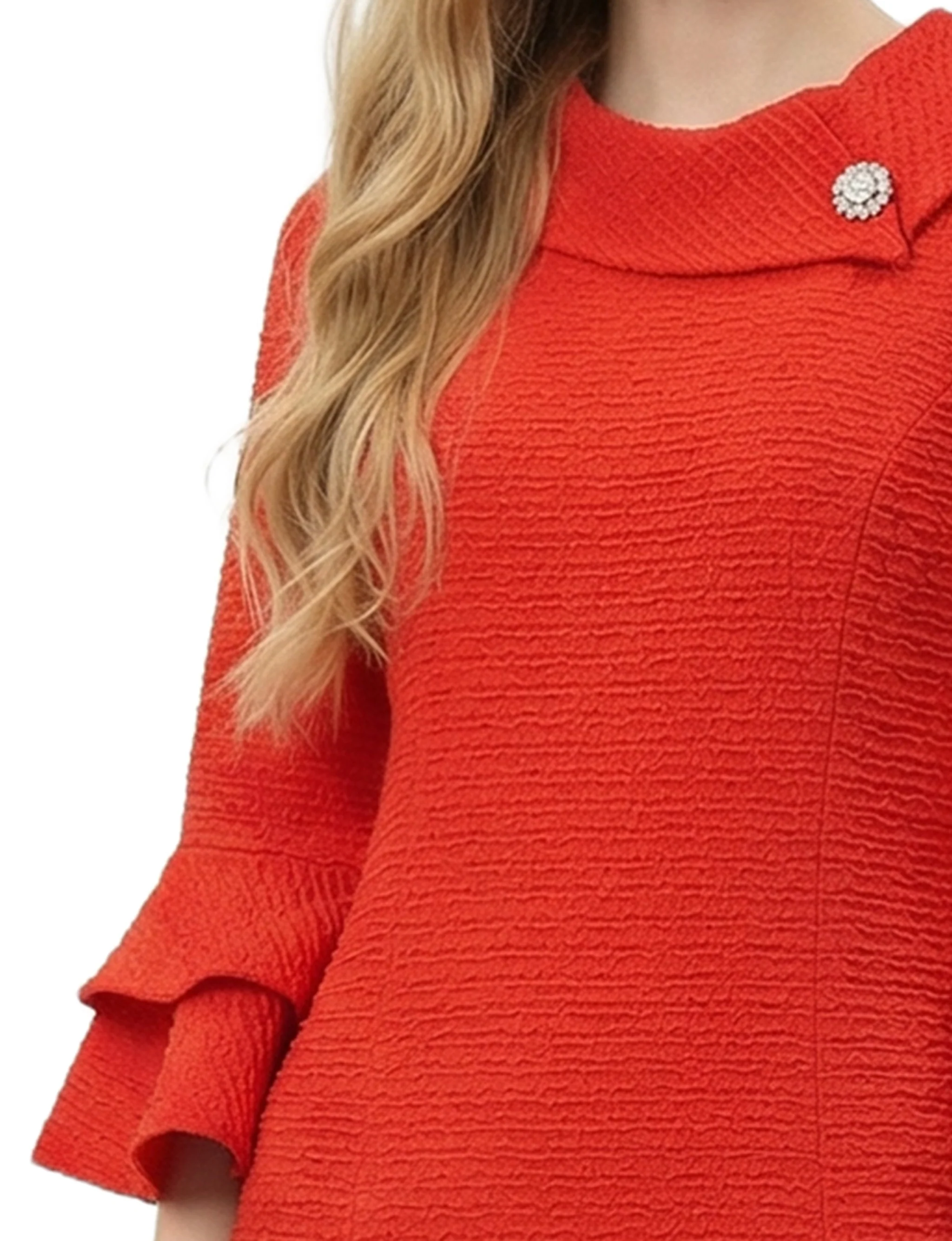 NY Collection 3/4 Sleeve Shawl Collar Dress - Image 6