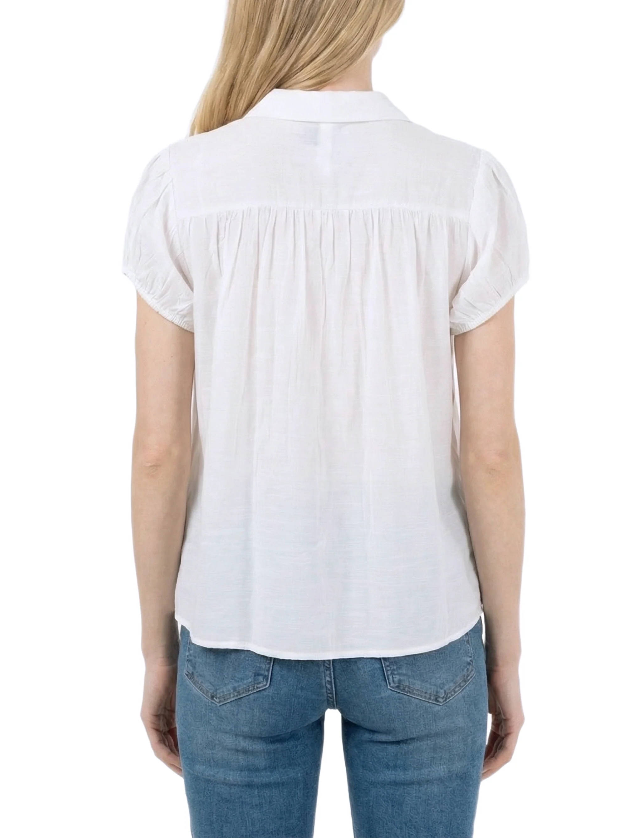 NY Collection Cap Slv Rouched Yoke Blouse - Image 8