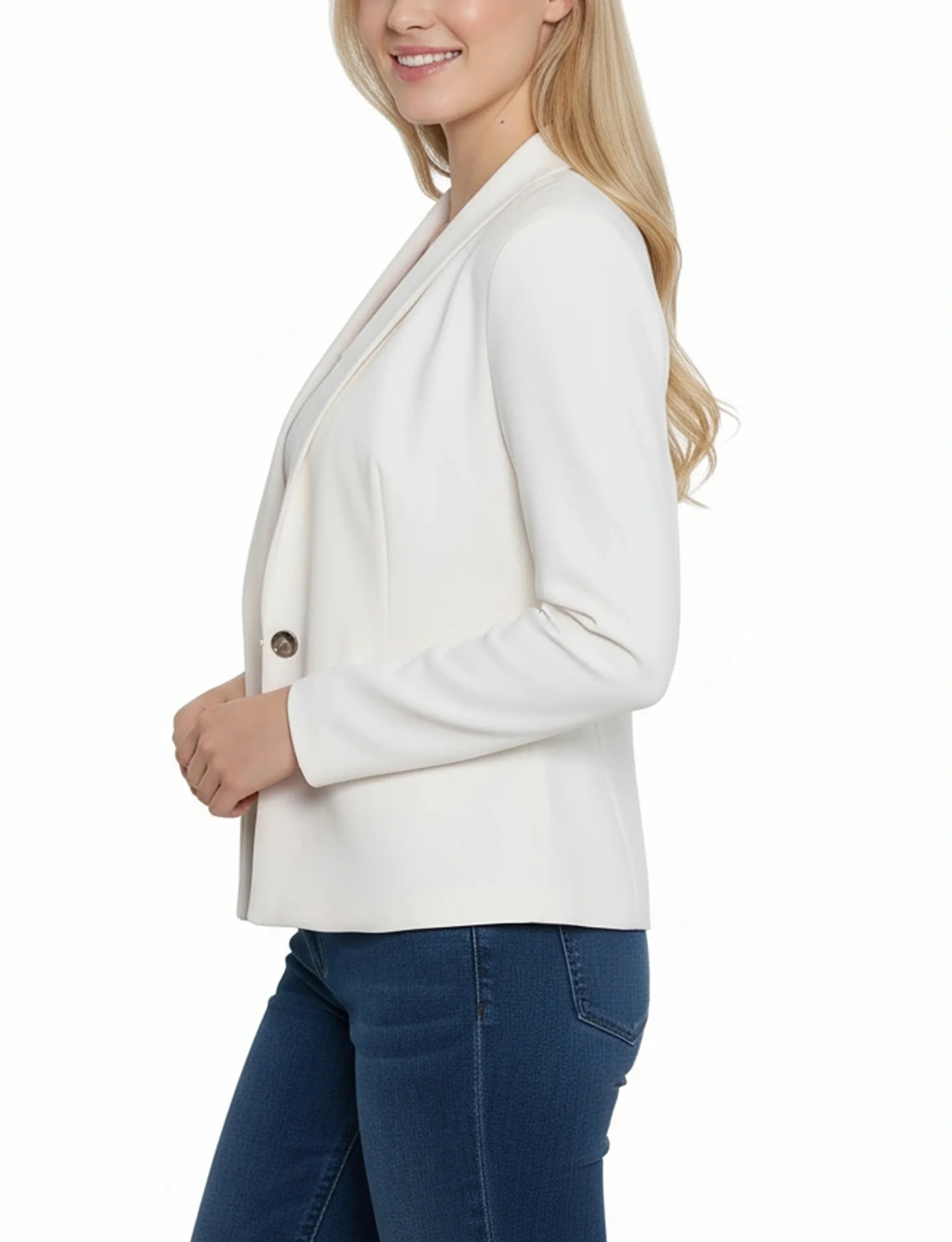 NY Collection Cropped Long Sleeve Crepe Jacket - Image 3