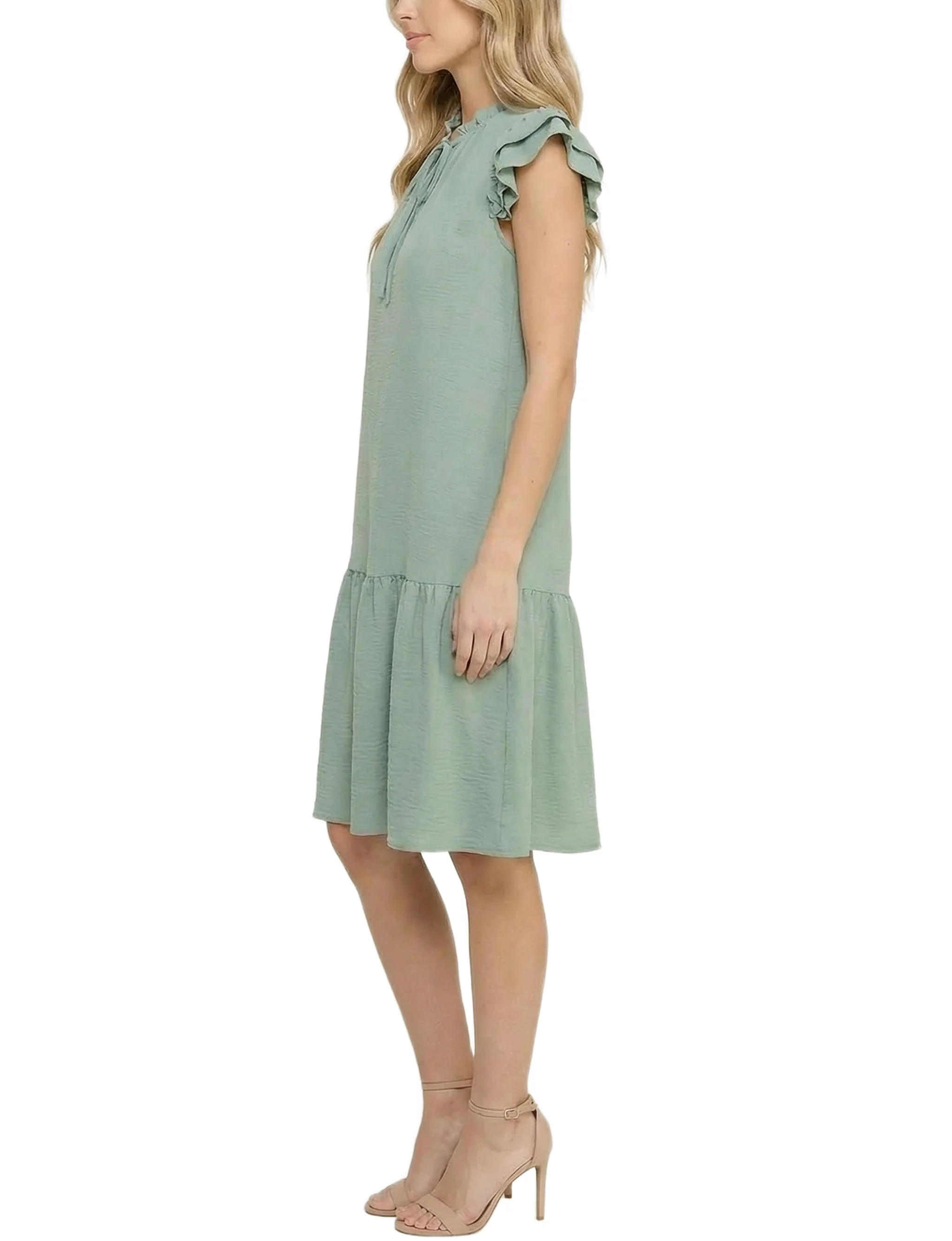 NY Collection Flutter Sleeve Flounced Dress - Image 7