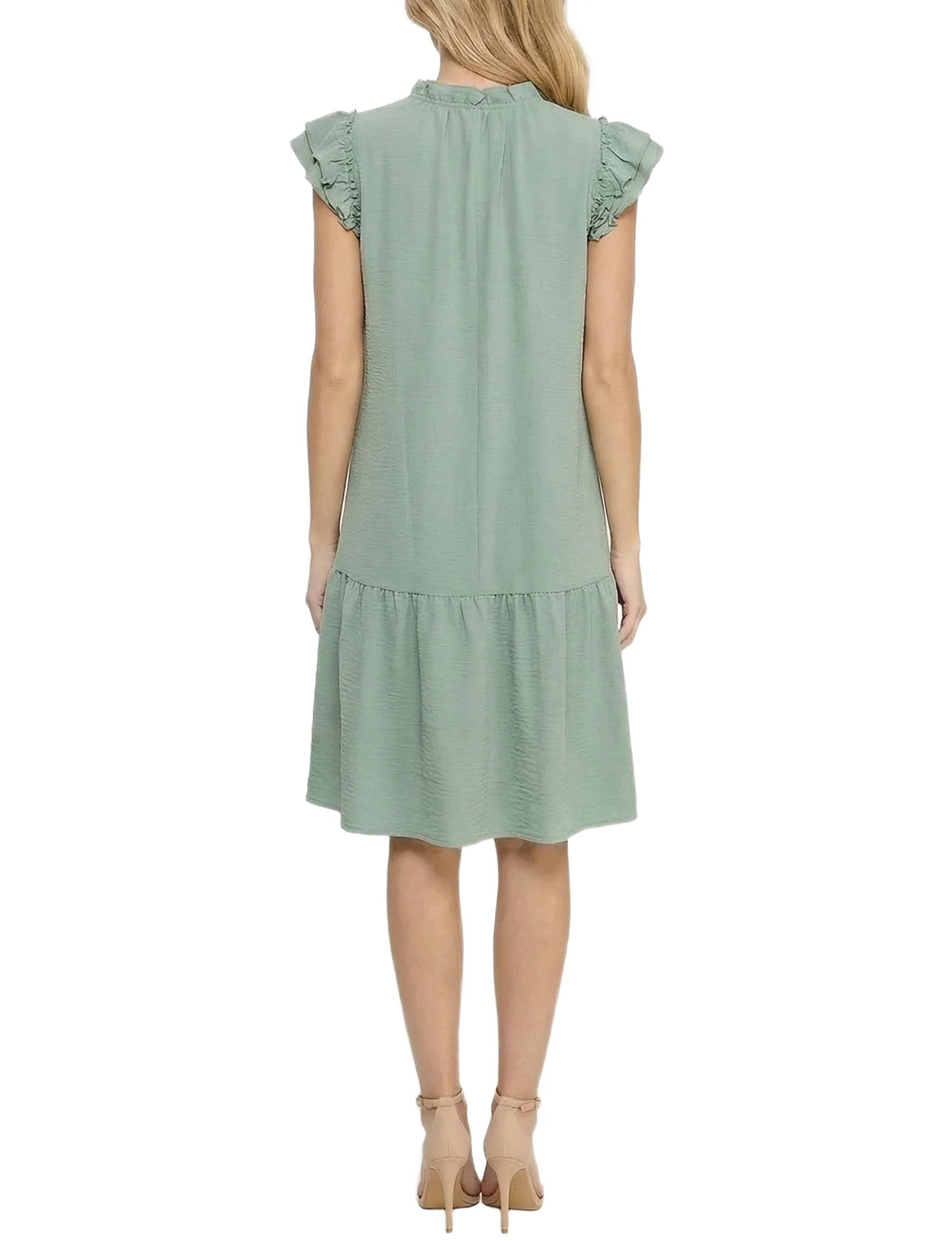 NY Collection Flutter Sleeve Flounced Dress - Image 8