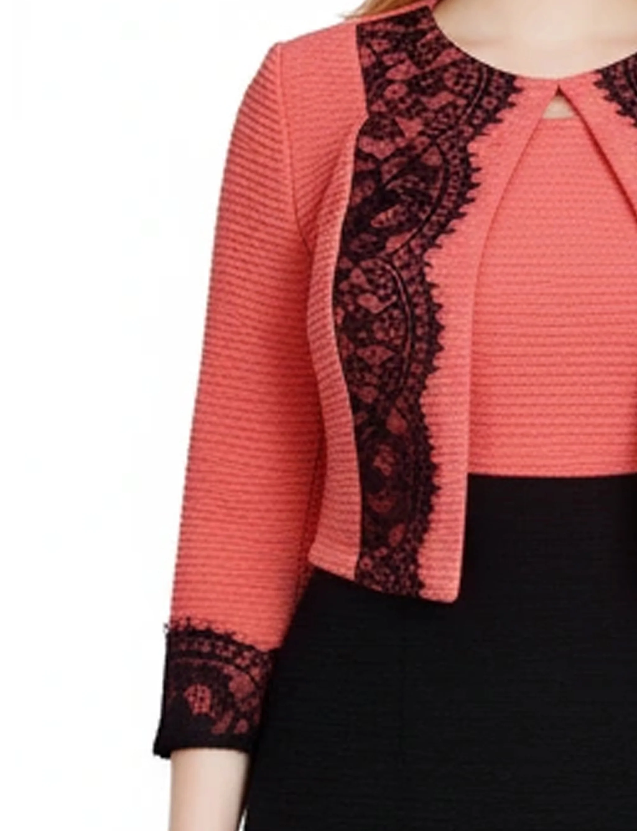 NY Collection Lace-Detail 2 Piece Textured Knit Dress Set - Image 8