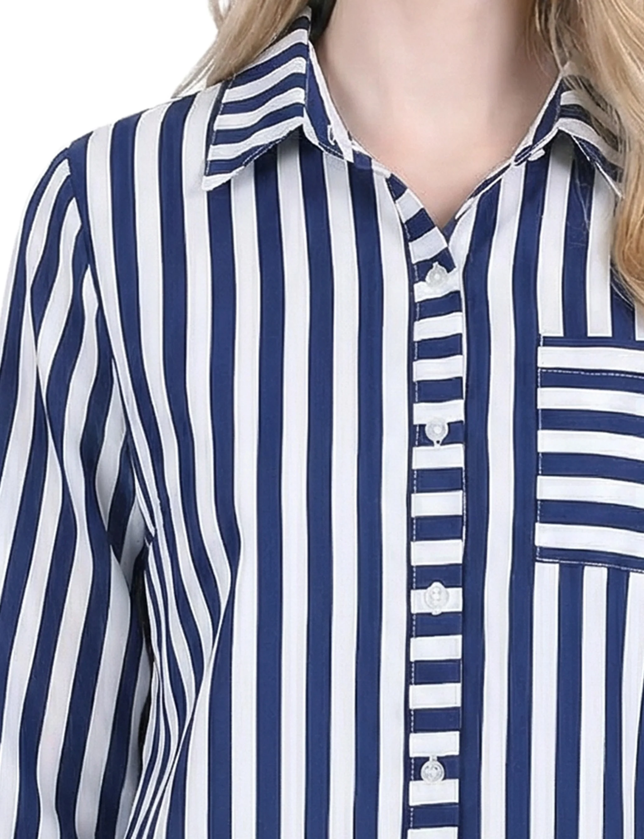 NY Collection Long Sleeve Blouse With Chest Pocket - Image 14