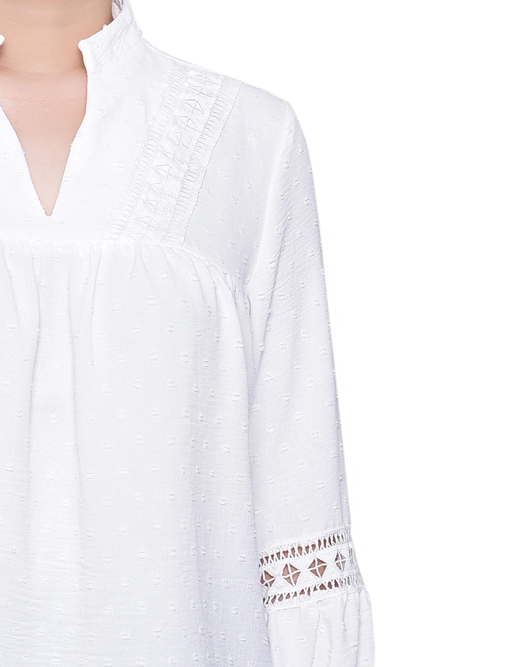 NY Collection Long Sleeve Blouse With Crochet Trim - Image 6