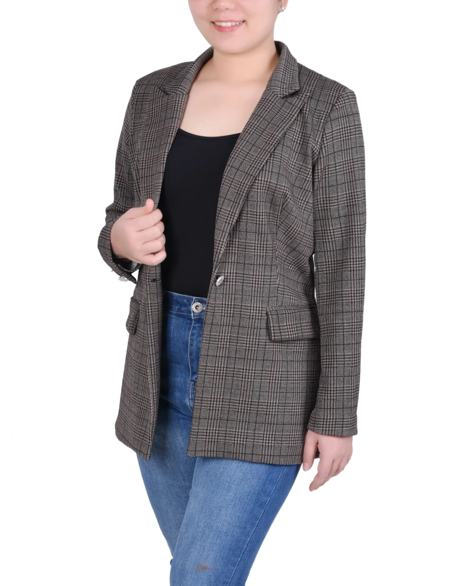 Long Sleeve Ponte Jacket - Petite - Image 14
