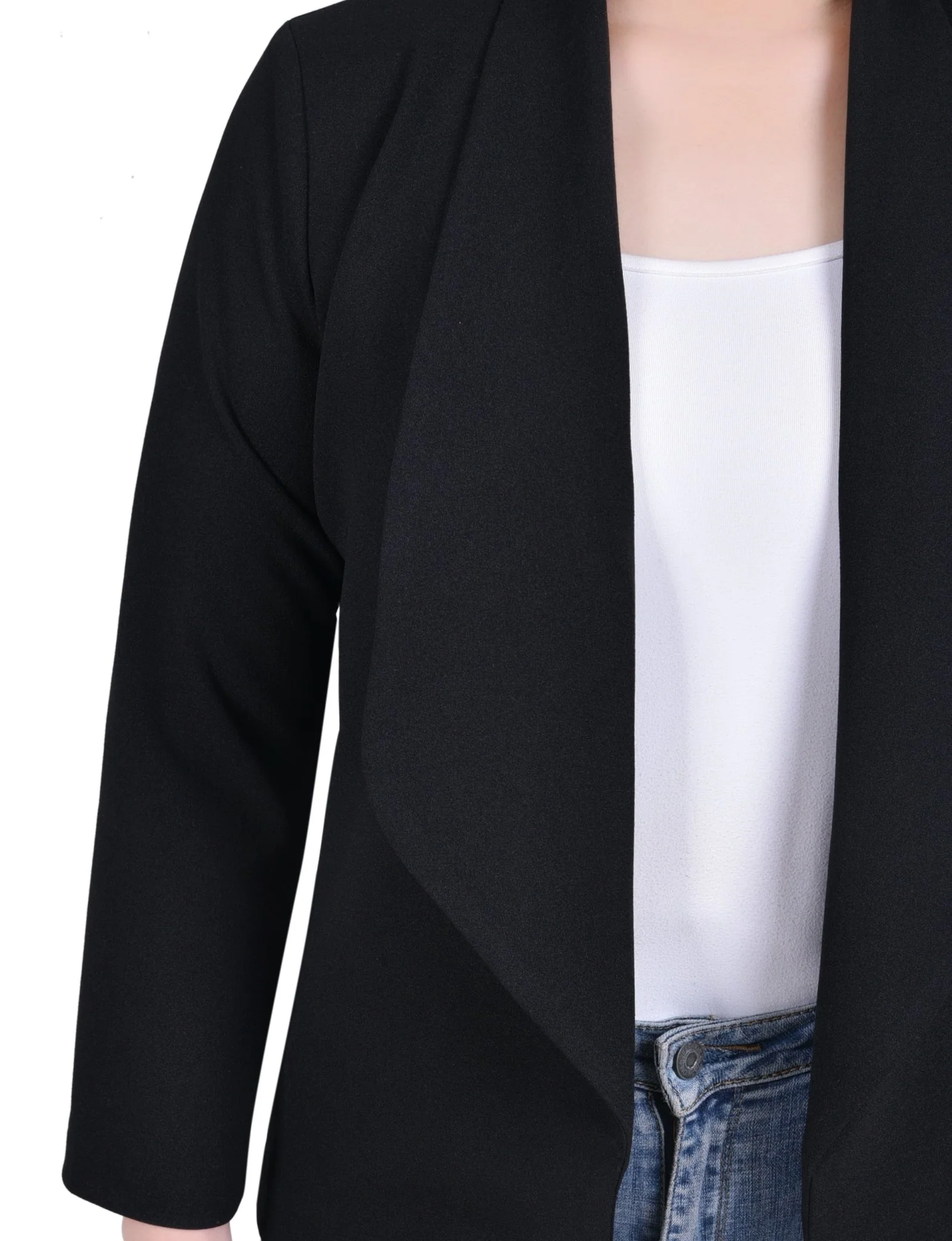 Long Sleeve Ponte Jacket - Petite - Image 3