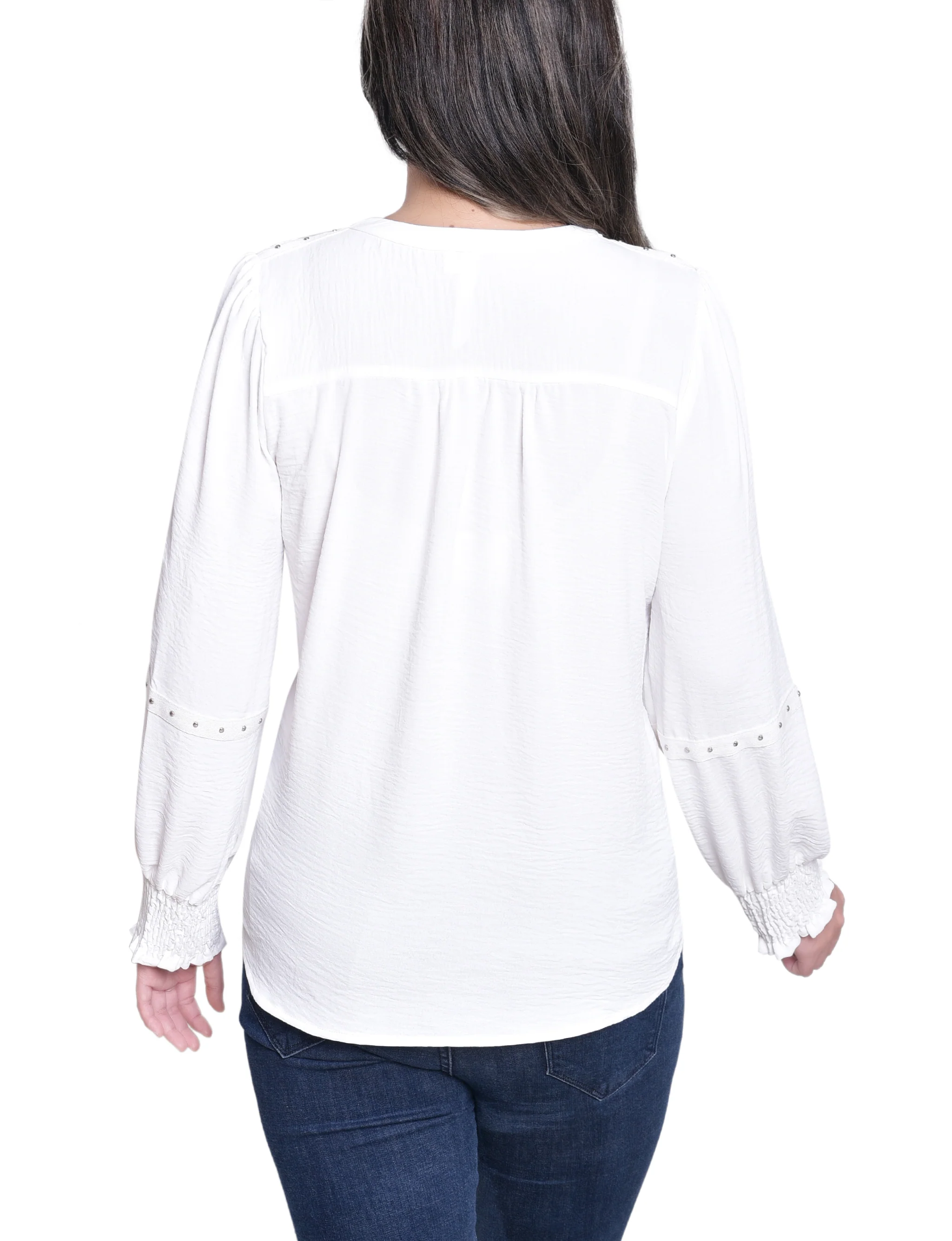 NY Collection Long Sleeve Studded Blouse - Image 8