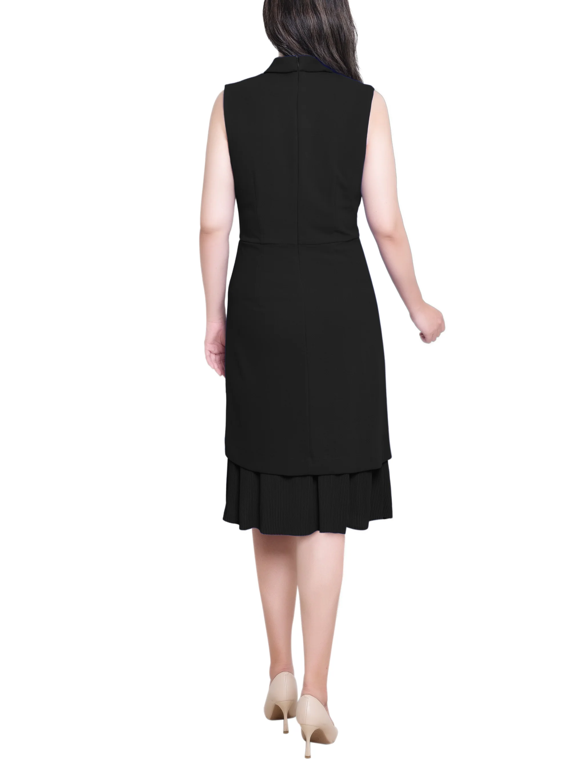 NY Collection Missy Sleeveless Suit With Pleated Skirt - Image 4