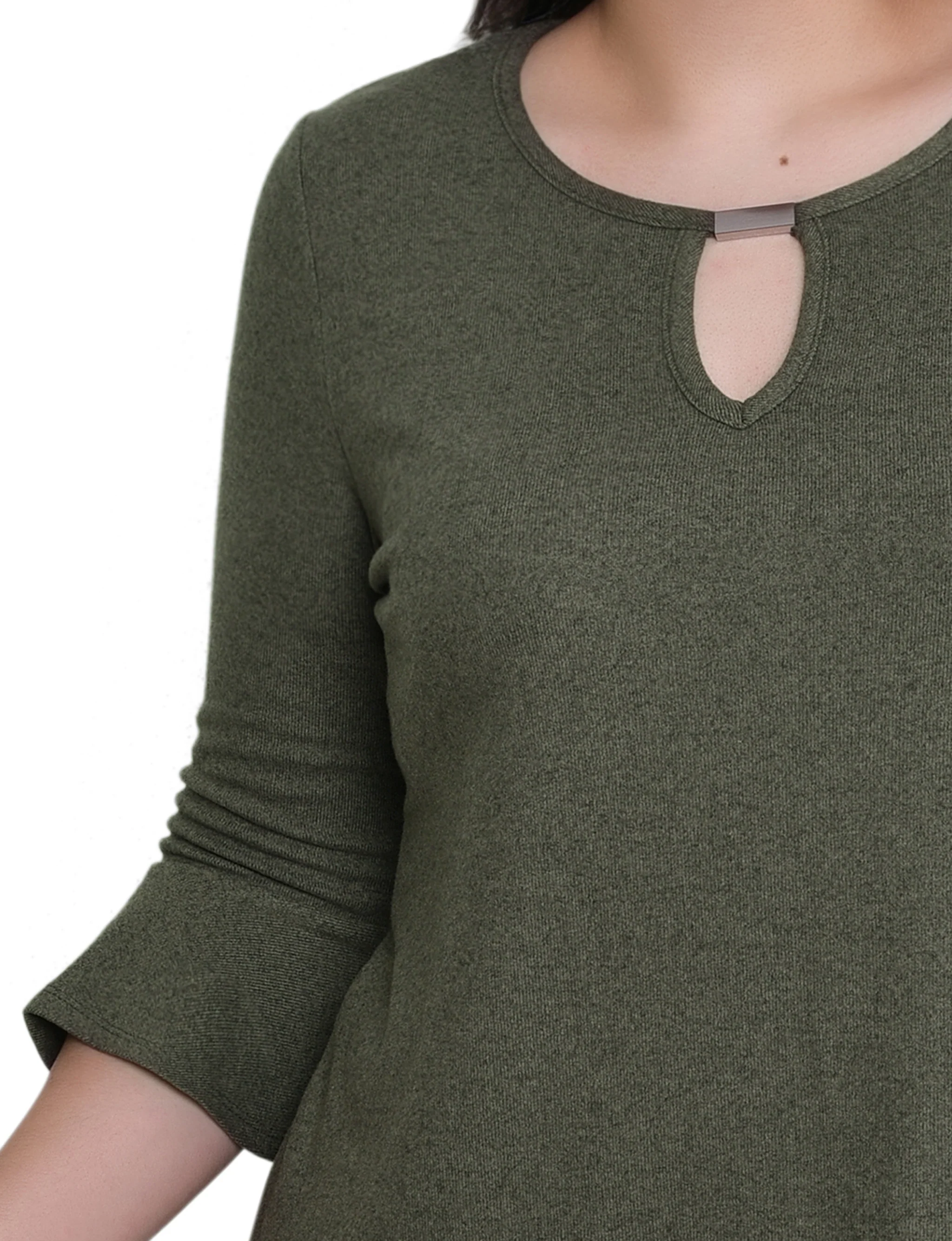 NY Collection Petite 3/4 Bell Sleeve Top With Hardware - Image 10