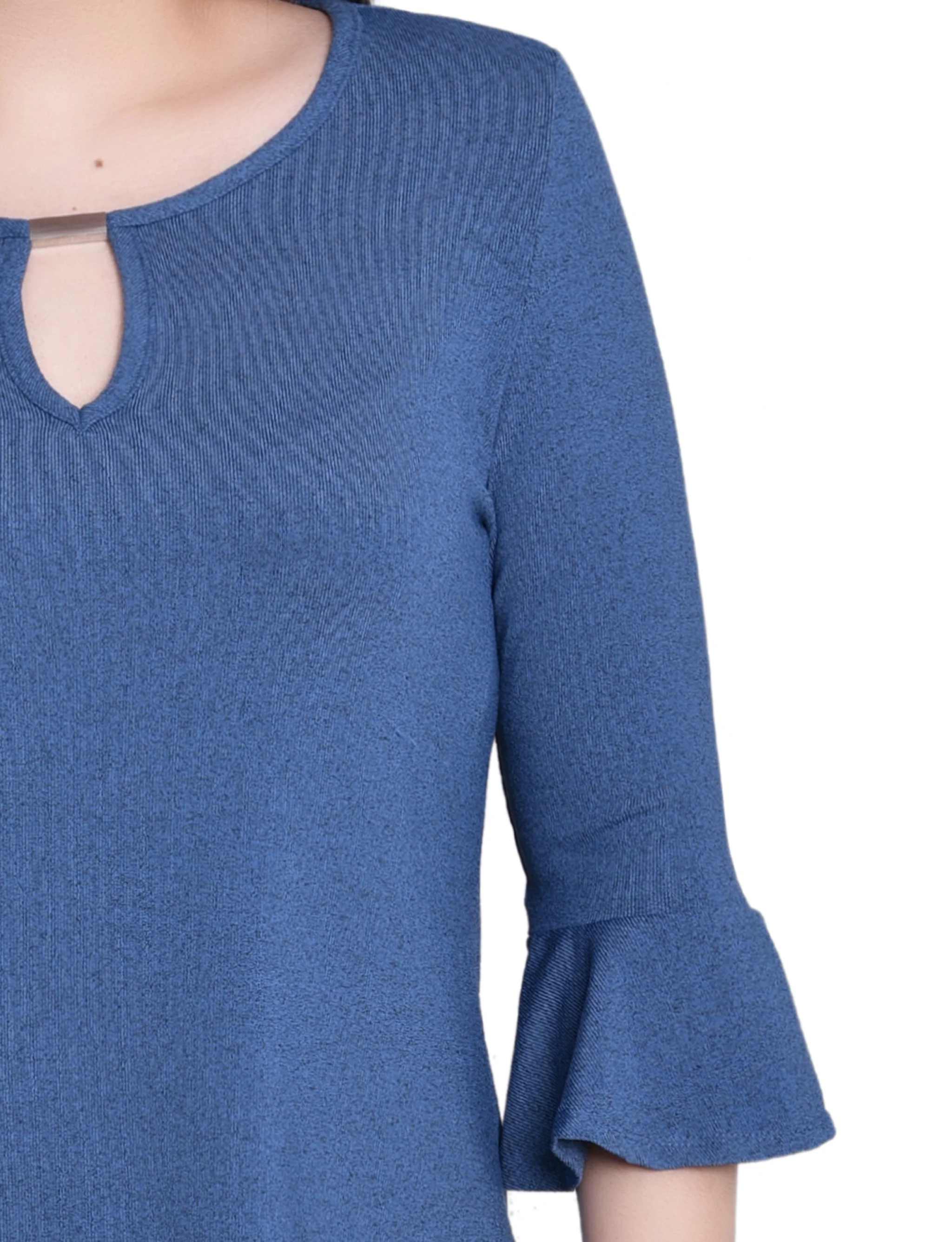 NY Collection Petite 3/4 Bell Sleeve Top With Hardware - Image 14