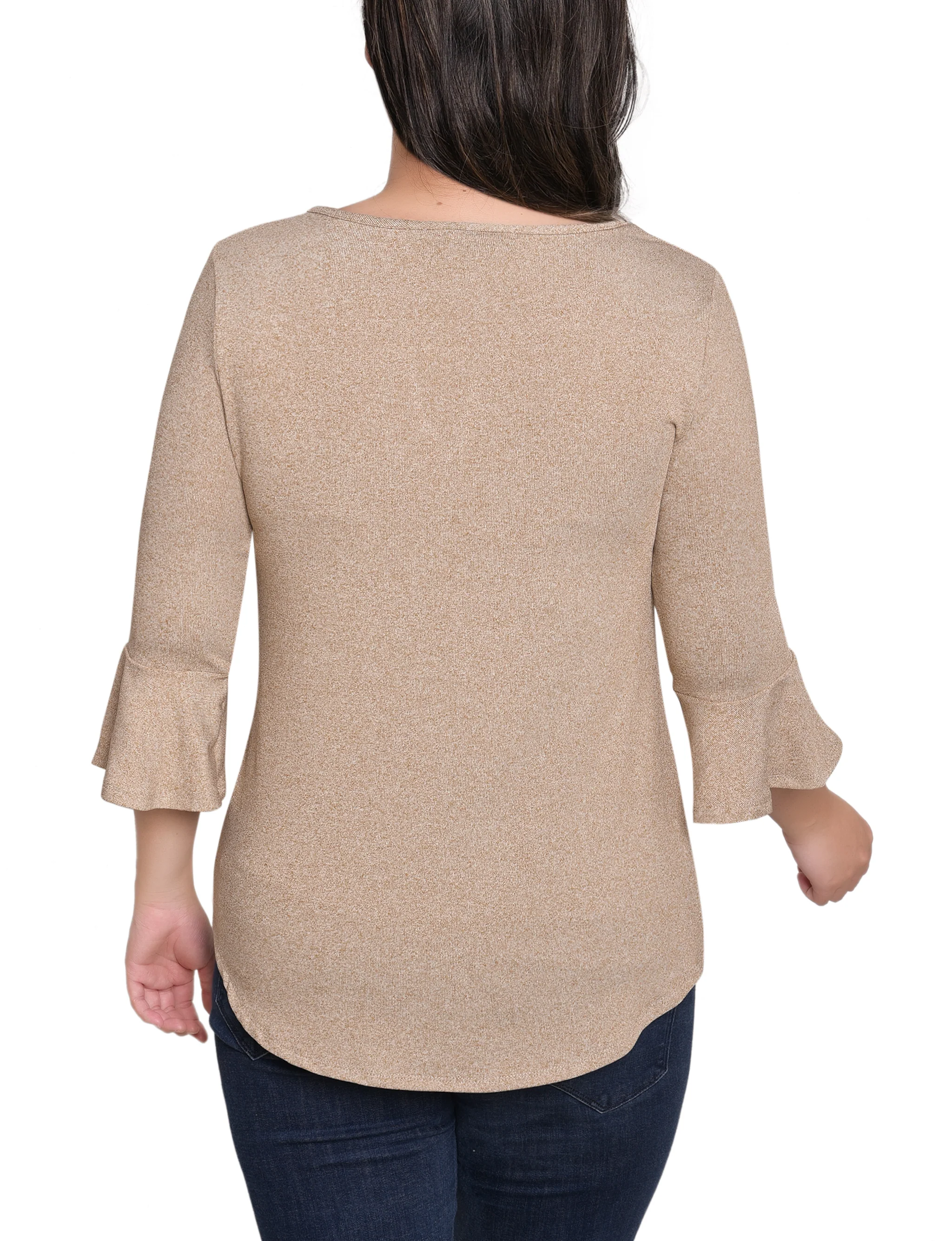 NY Collection Petite 3/4 Bell Sleeve Top With Hardware - Image 24