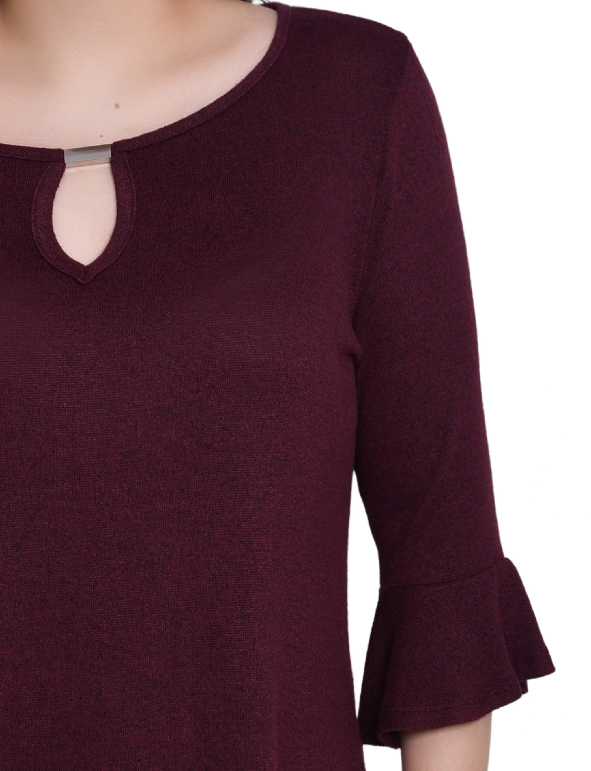 NY Collection Petite 3/4 Bell Sleeve Top With Hardware - Image 26