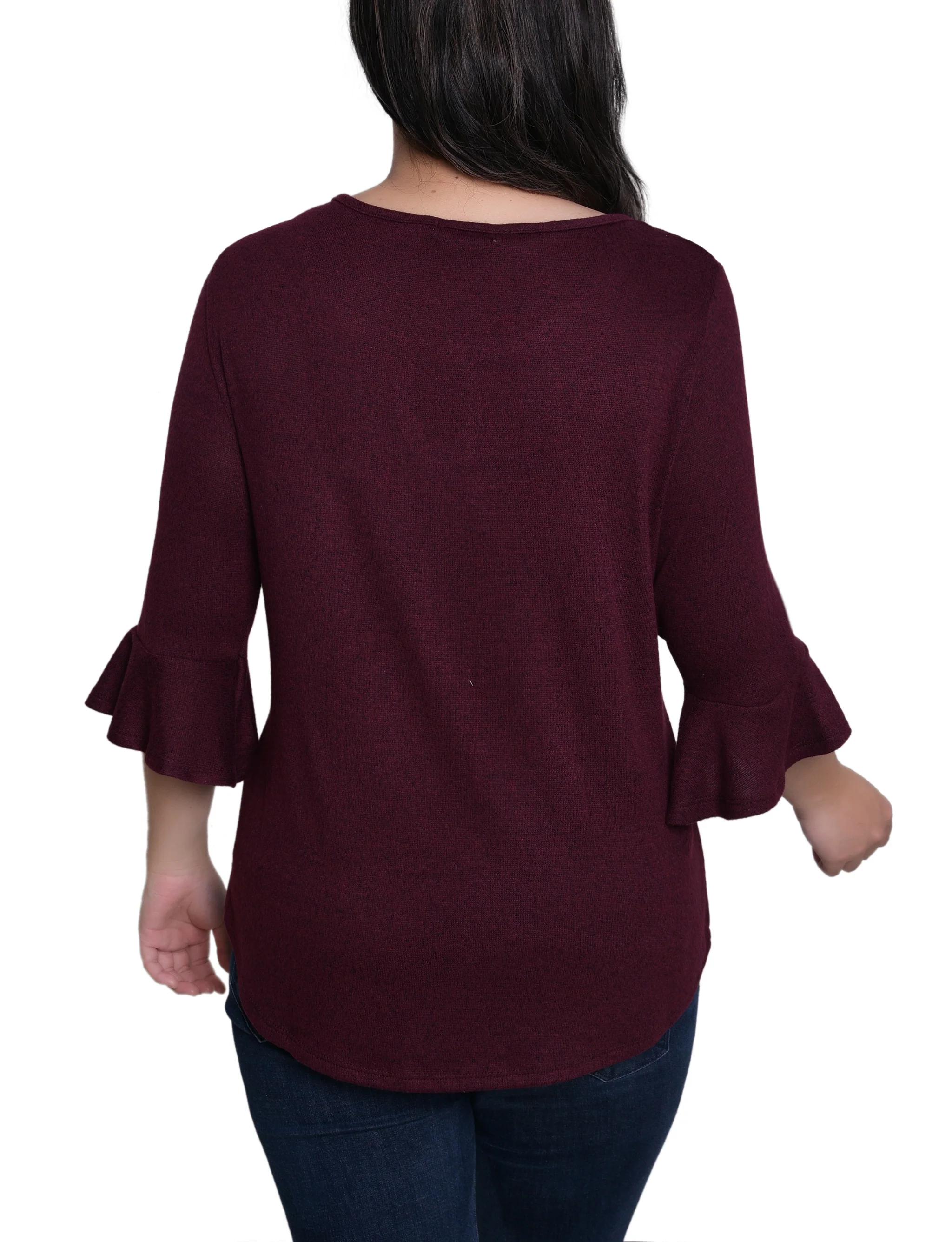 NY Collection Petite 3/4 Bell Sleeve Top With Hardware - Image 28