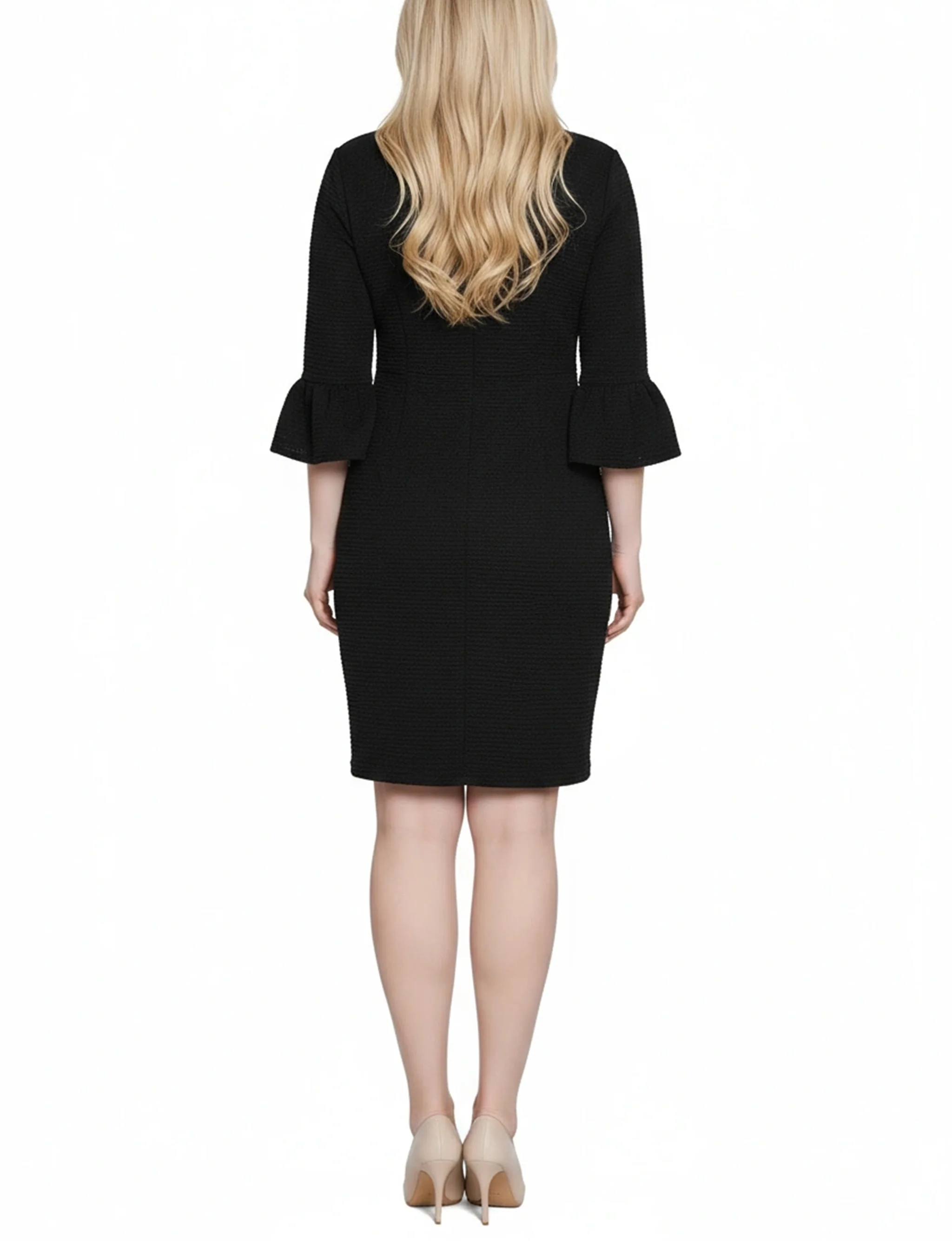 NY Collection Petite 3/4 Length Pearl Detail Dress - Image 4