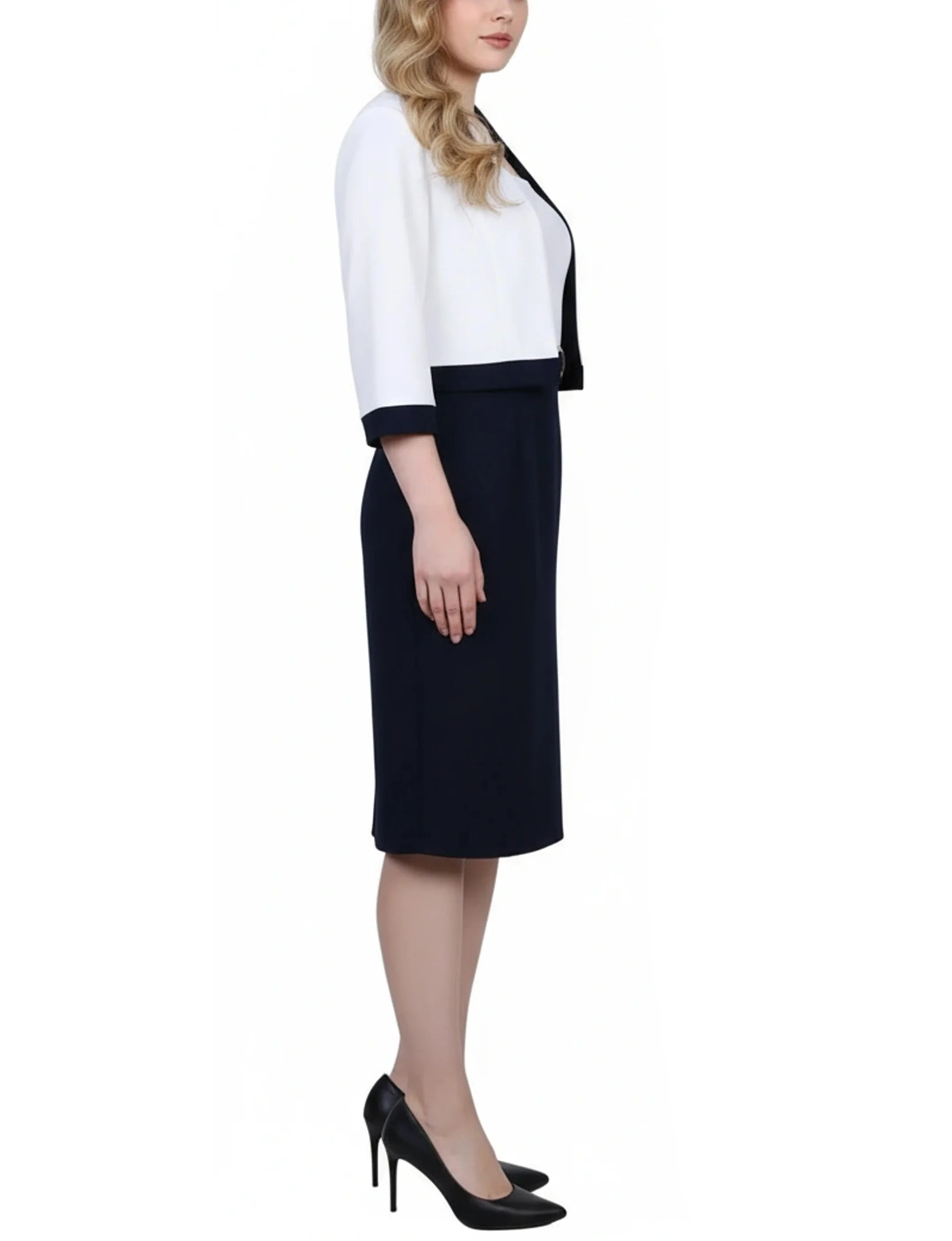 NY Collection Petite 3/4 Sleeve 2 Piece Colorblocked Dress Set - Image 13