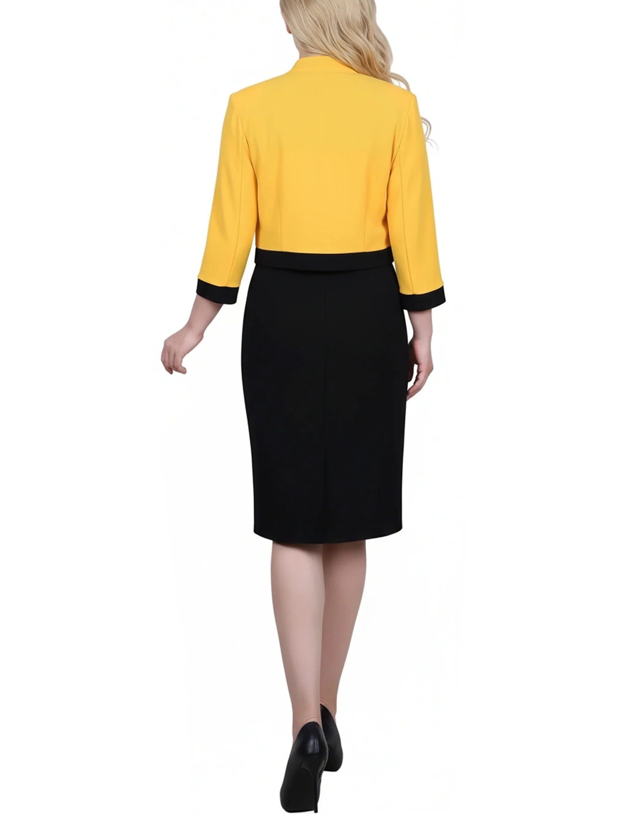 NY Collection Petite 3/4 Sleeve 2 Piece Colorblocked Dress Set - Image 4