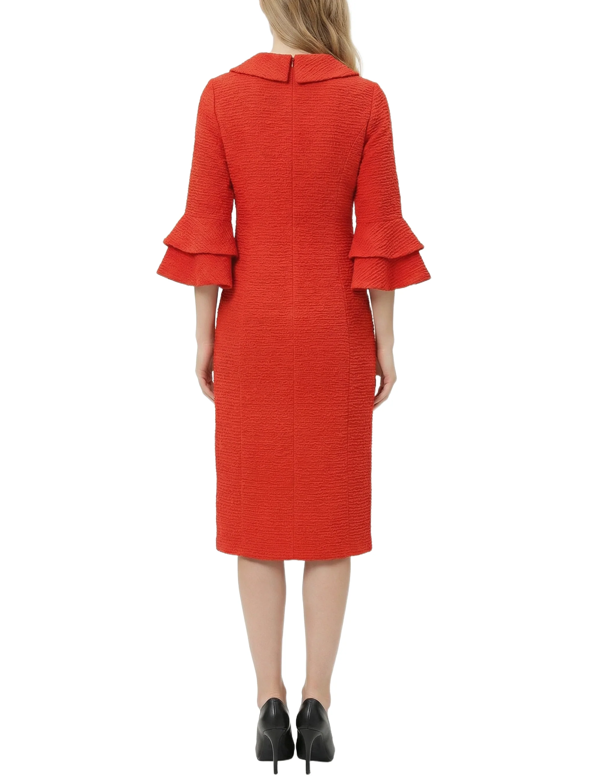 NY Collection Petite 3/4 Sleeve Shawl Collar Dress - Image 8