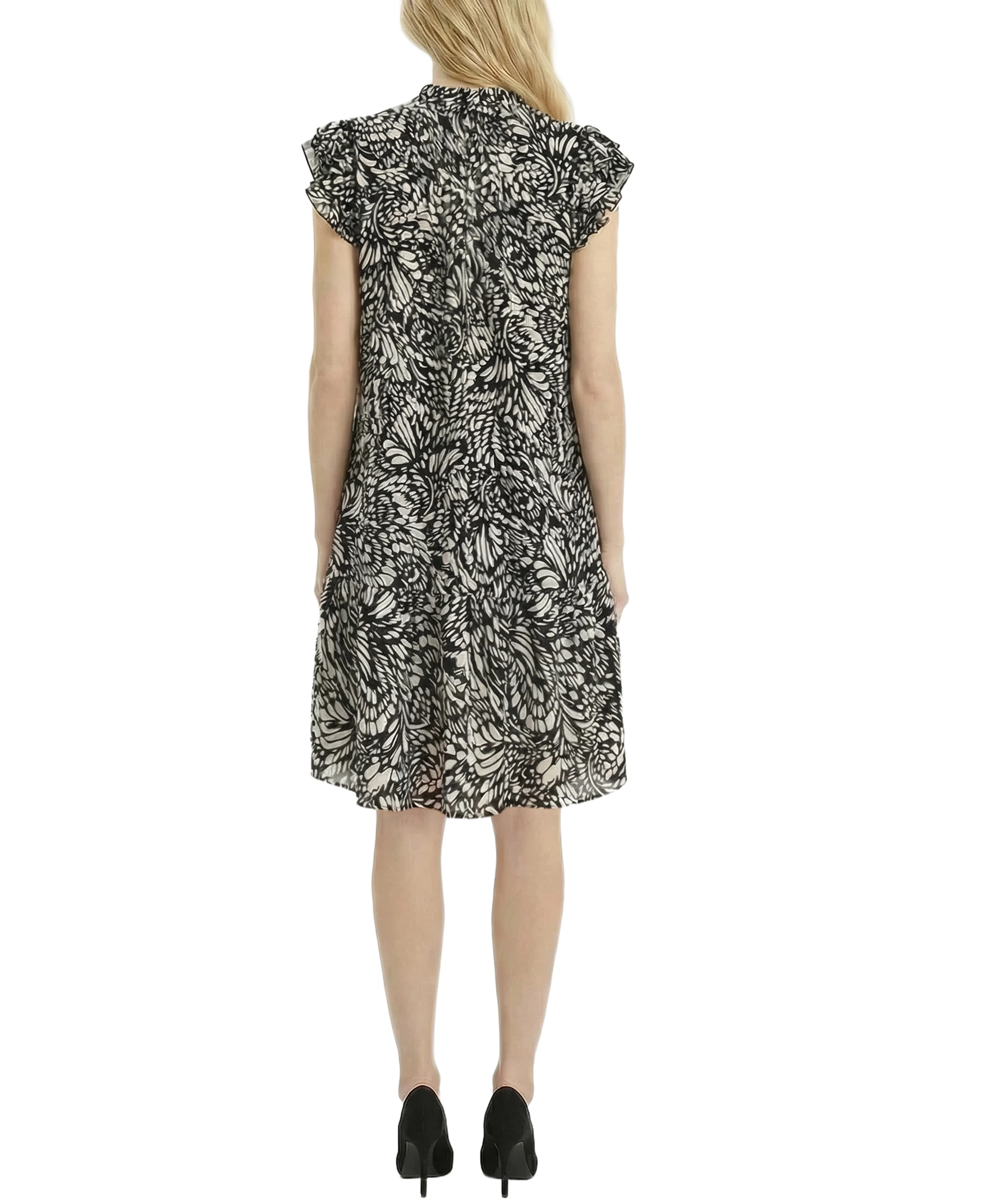 NY Collection Petite Flutter Sleeve Flounced Dress - Image 4