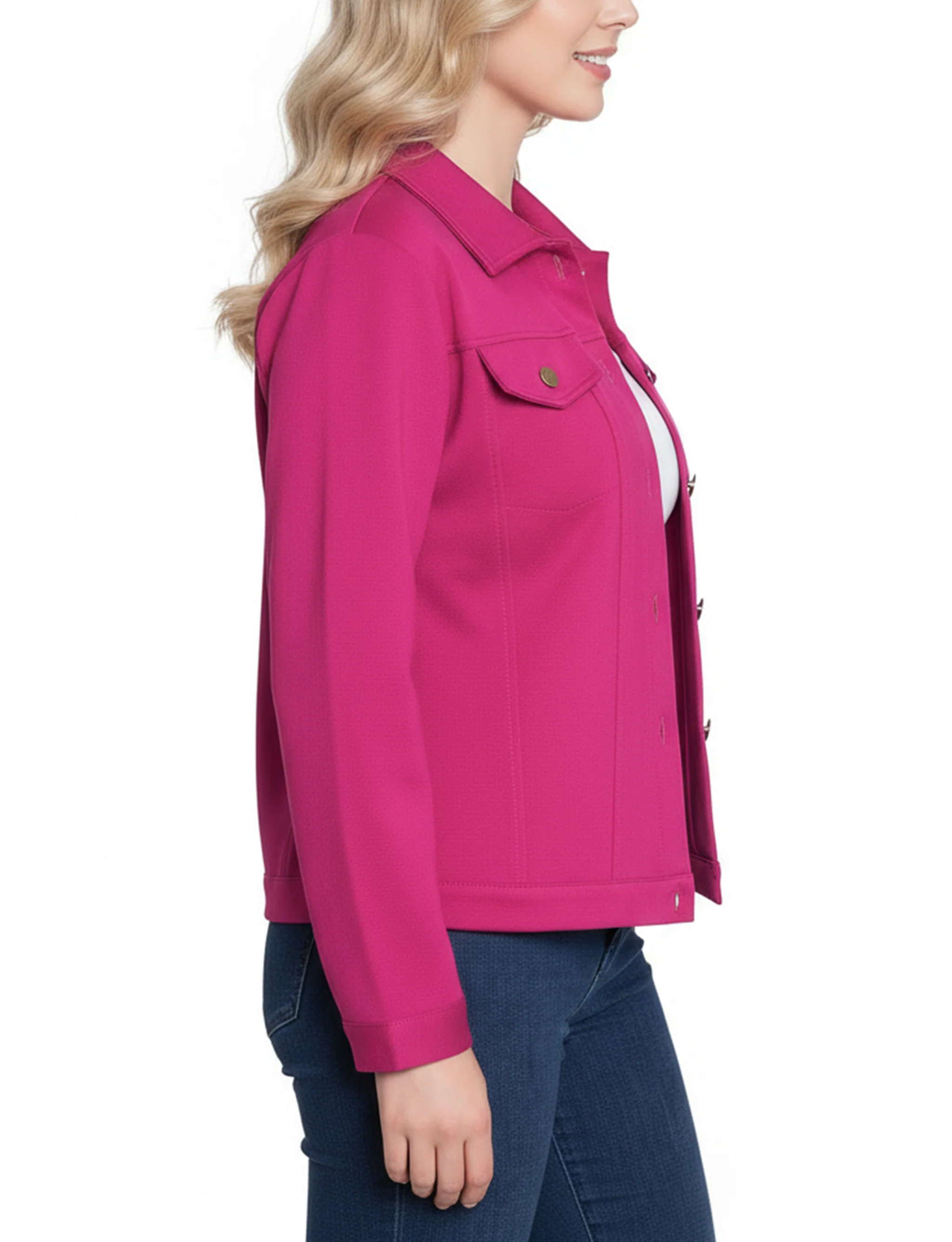 NY Collection Petite Long Sleeve Ponte Cropped Jacket - Image 11