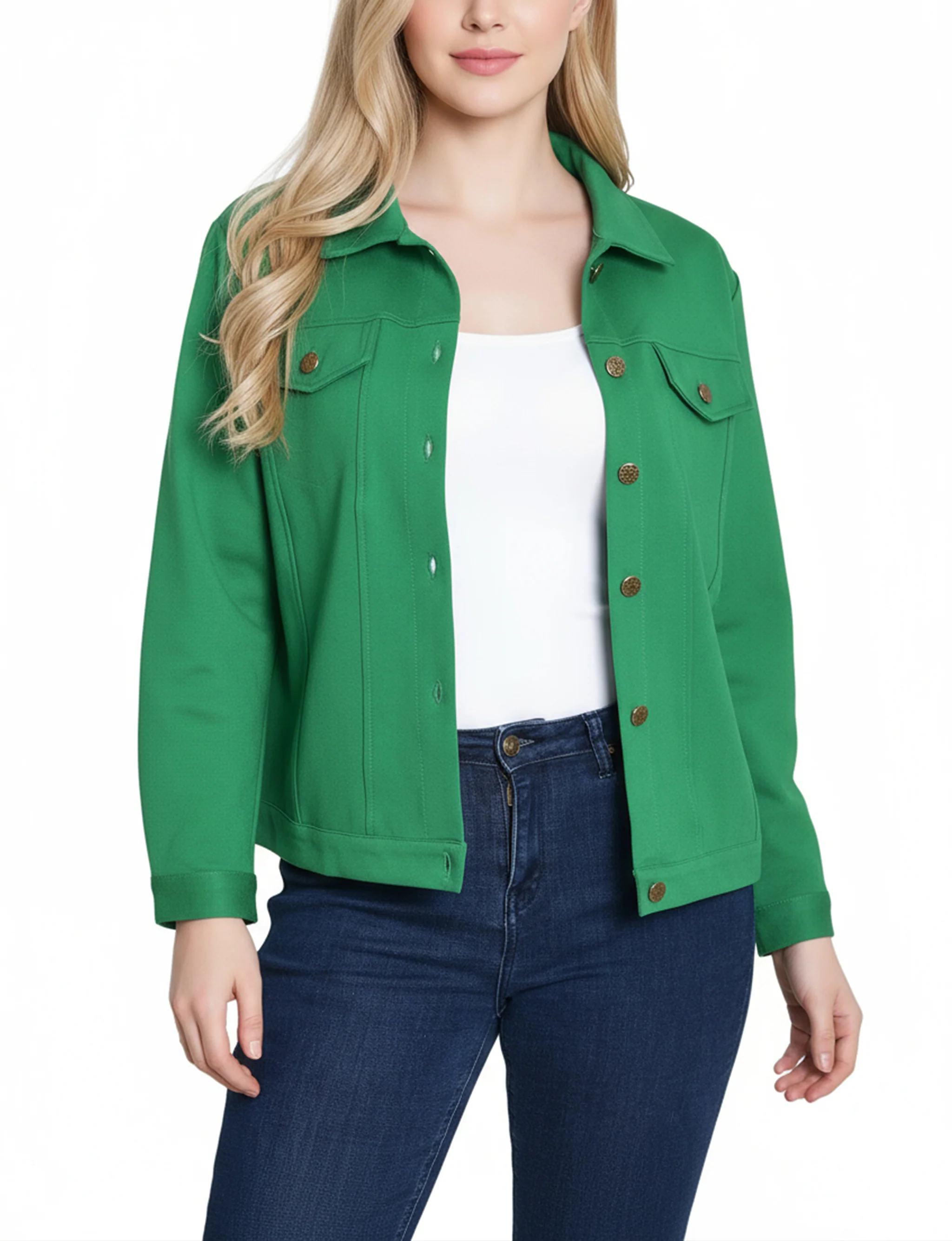 NY Collection Petite Long Sleeve Ponte Cropped Jacket - Image 13