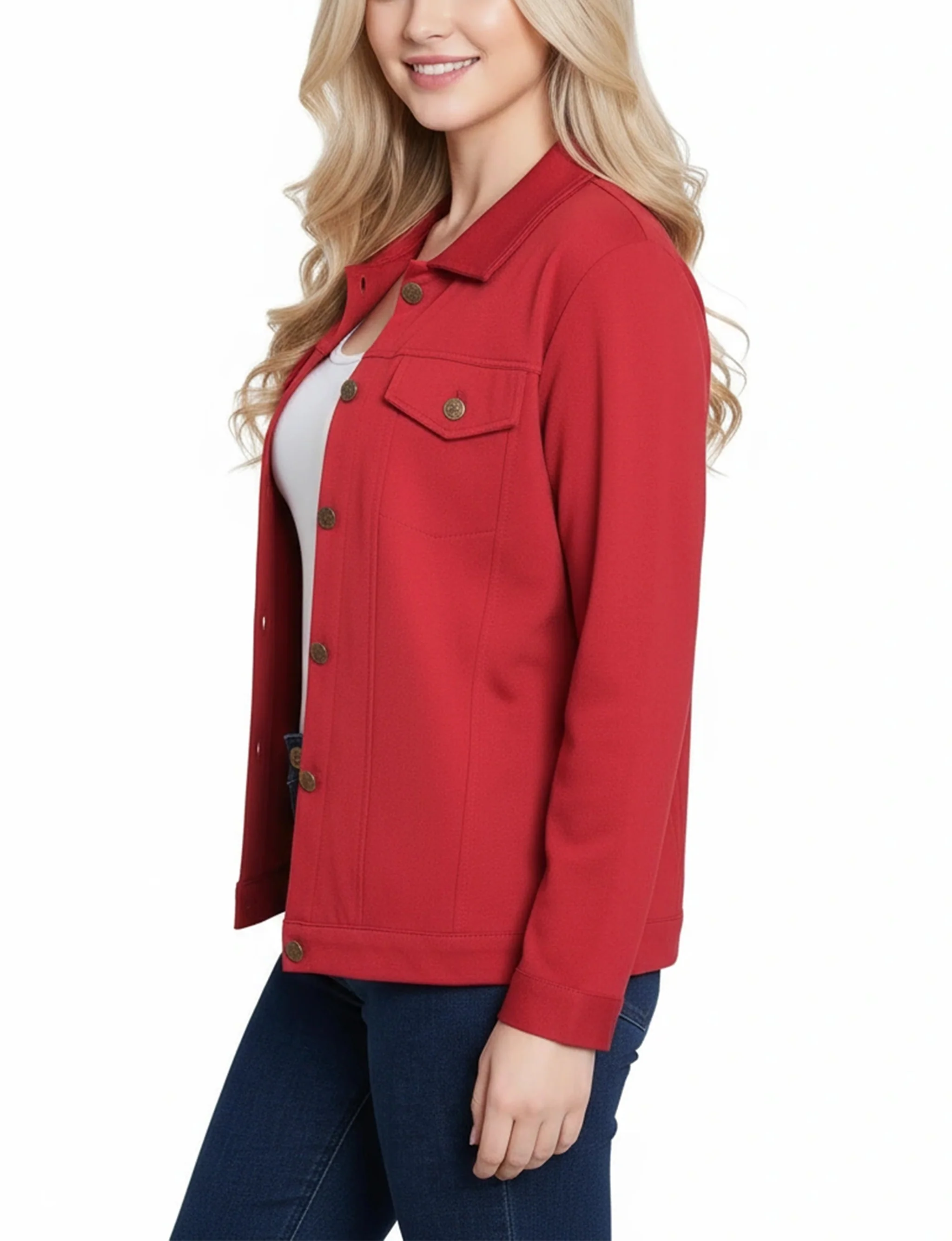 NY Collection Petite Long Sleeve Ponte Cropped Jacket - Image 19