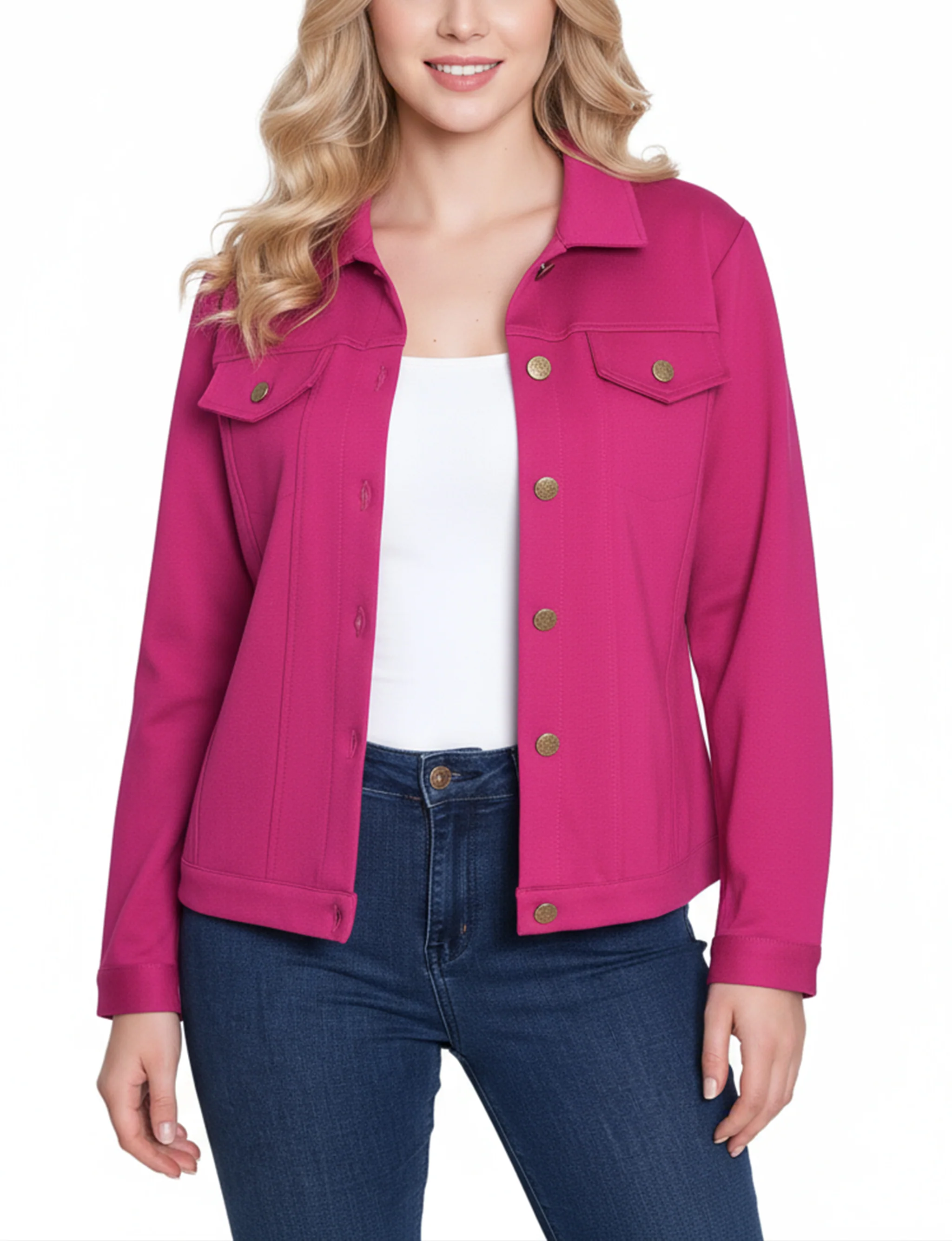 NY Collection Petite Long Sleeve Ponte Cropped Jacket - Image 9