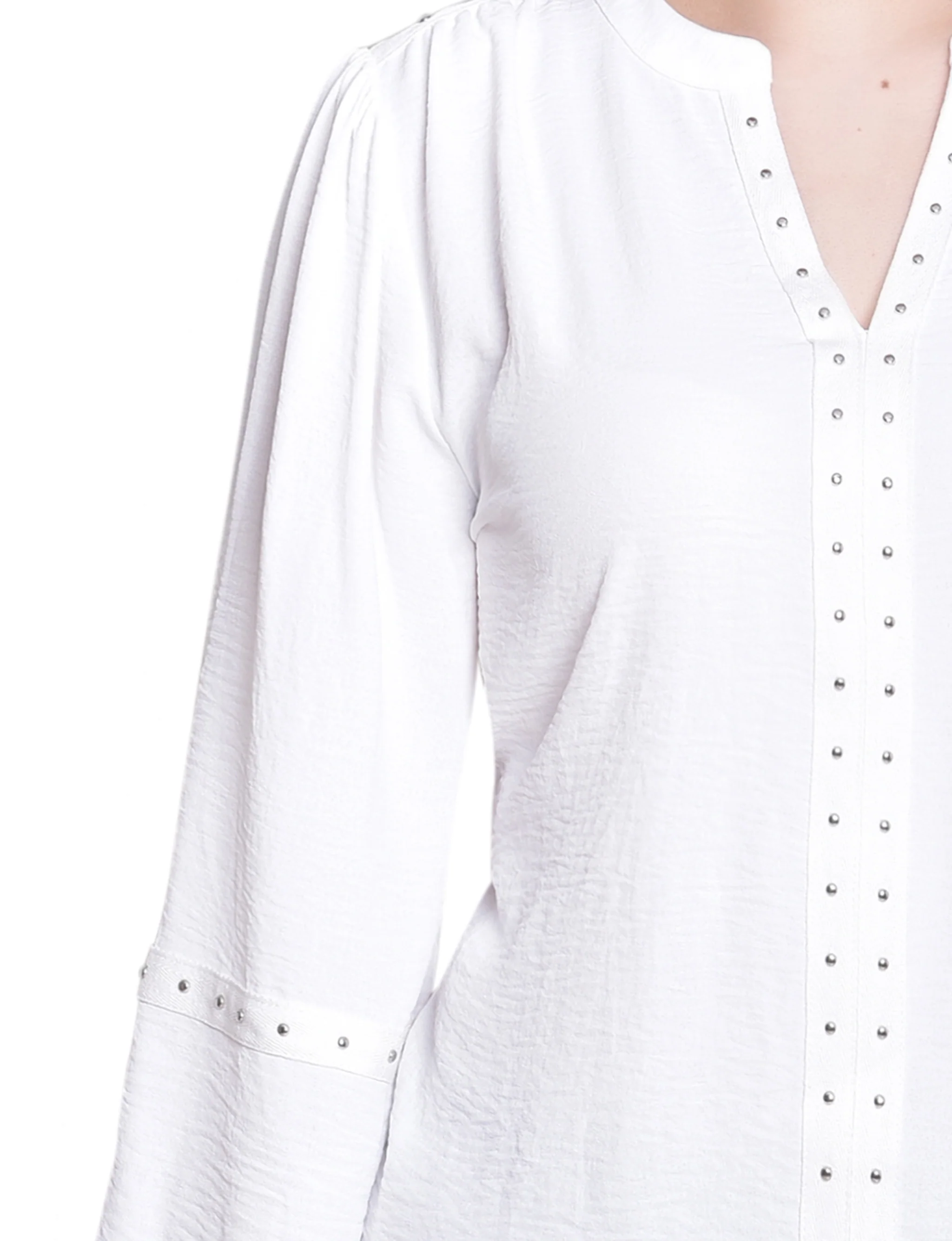 NY Collection Petite Long Sleeve Studded Blouse - Image 6