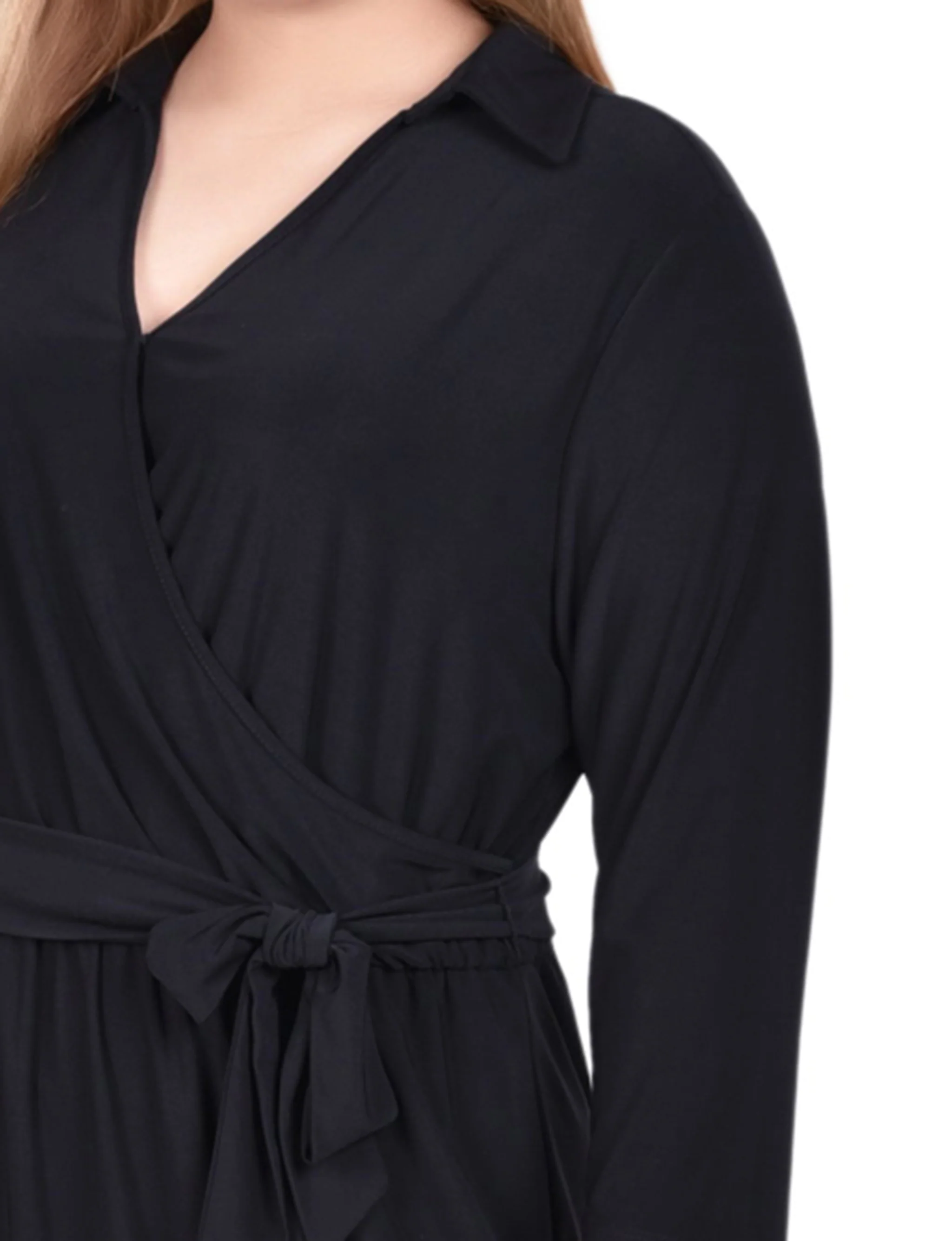 NY Collection Plus Size 3/4 Sleeve Belted Maxi Dress - Image 2