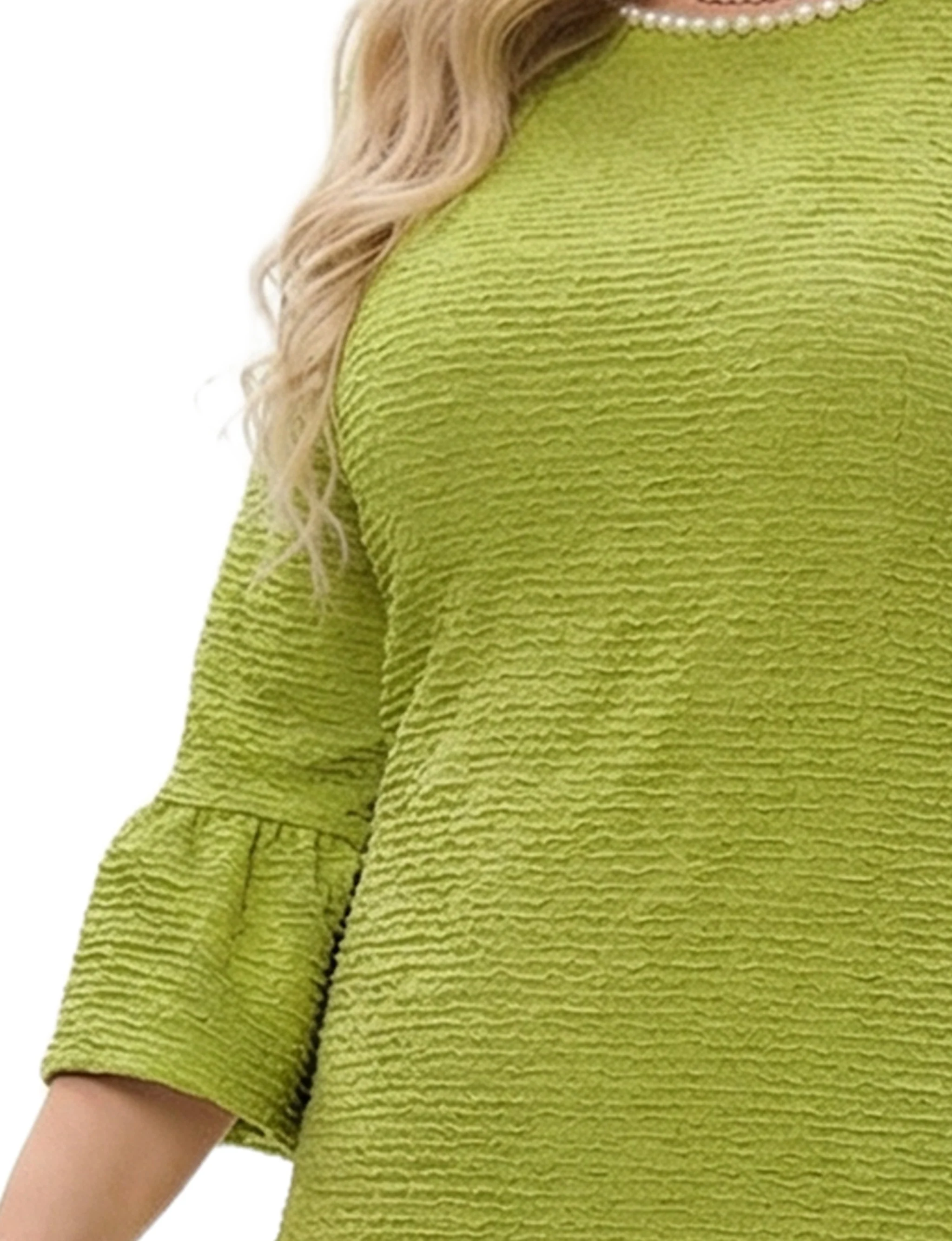 NY Collection Plus Size 3/4 Sleeve Pearl Detail Dress - Image 6