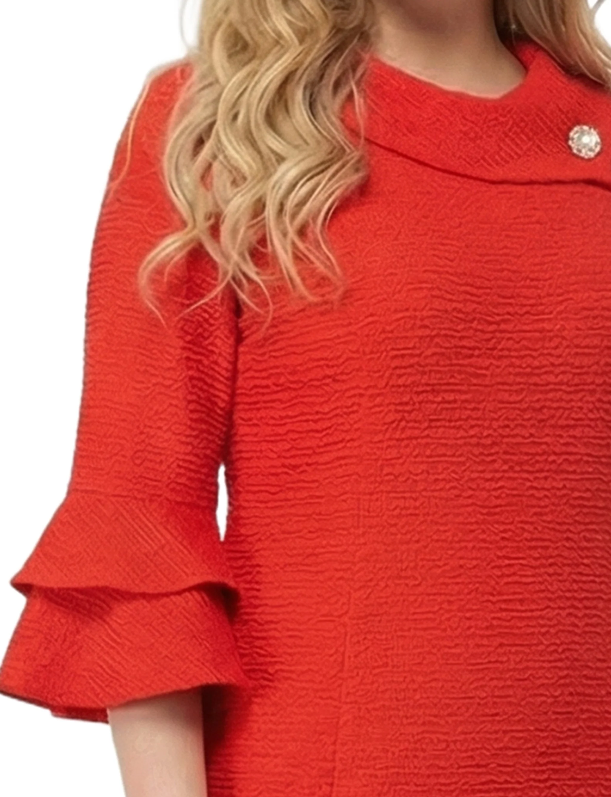 NY Collection Plus Size 3/4 Sleeve Shawl Collar Dress - Image 6