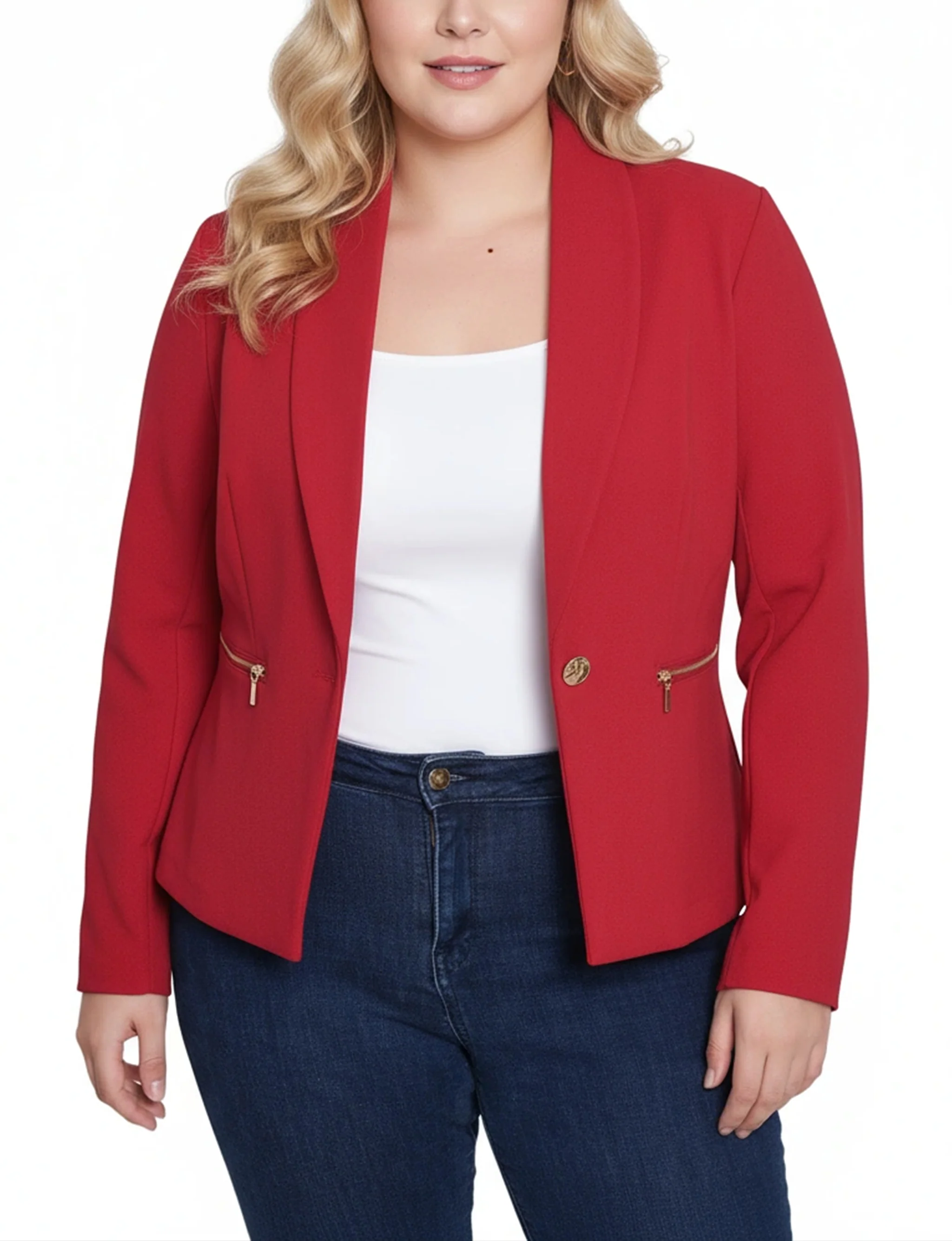 NY Collection Plus Size Cropped Long Sleeve Crepe Jacket - Image 5