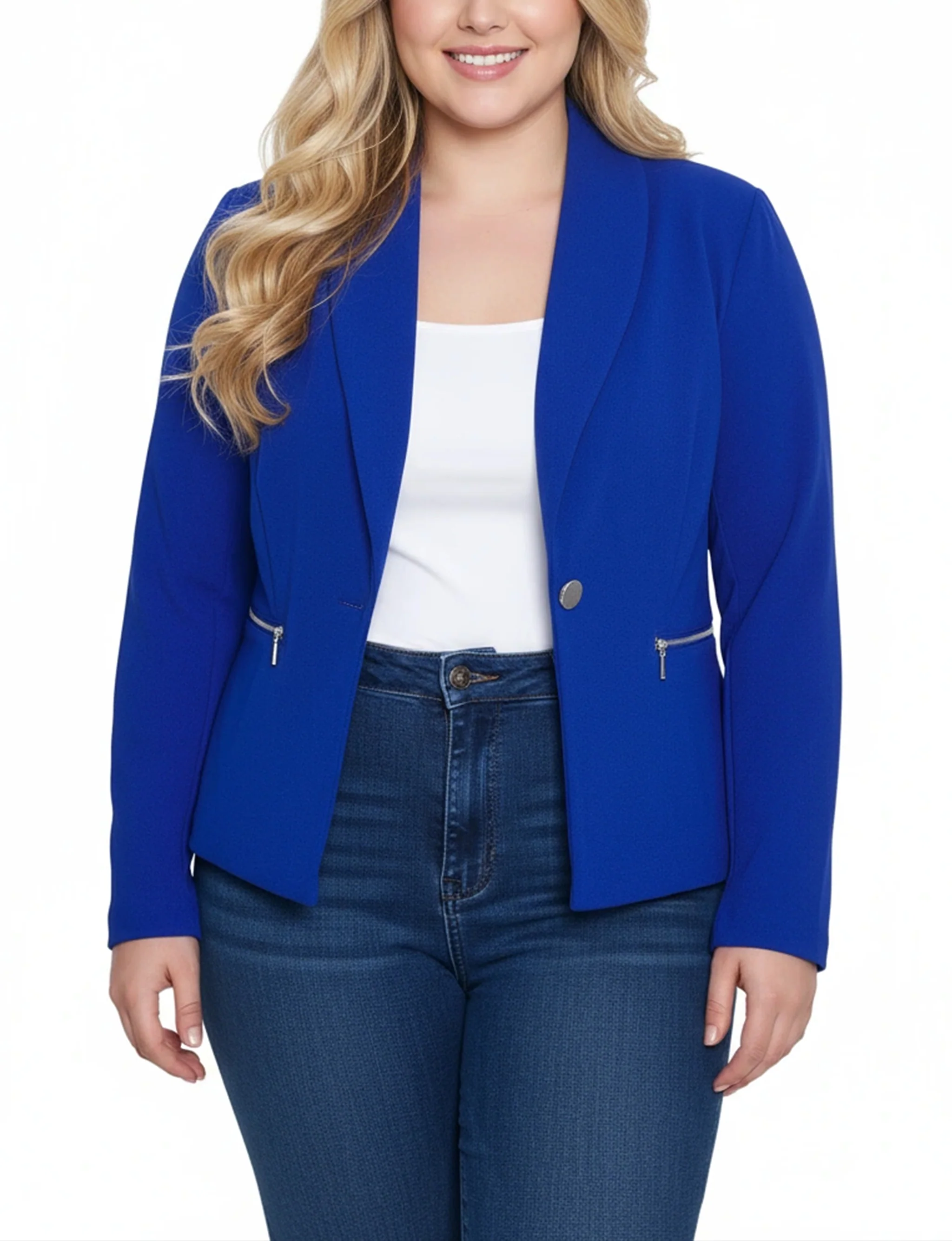 NY Collection Plus Size Cropped Long Sleeve Crepe Jacket - Image 9