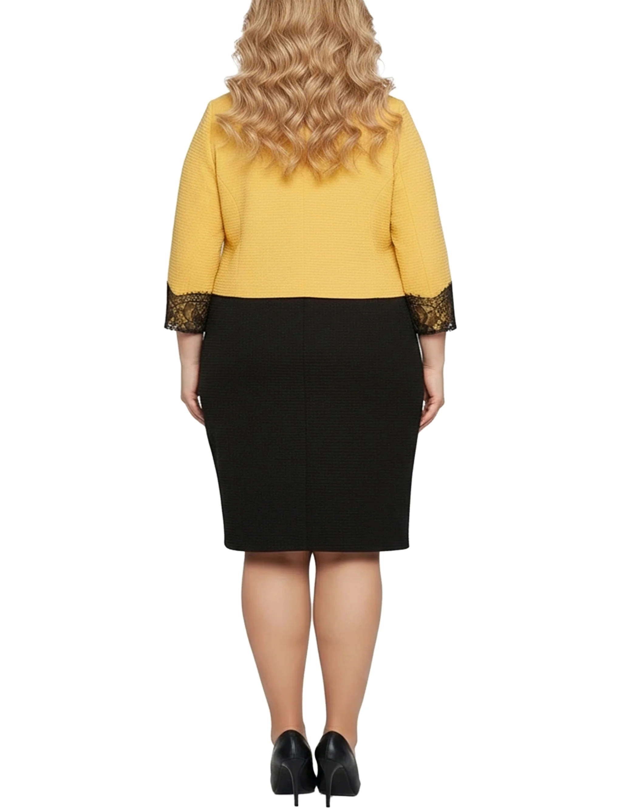 NY Collection Plus Size Lace-Detail 2 Piece Textured Knit Dress Set - Image 14