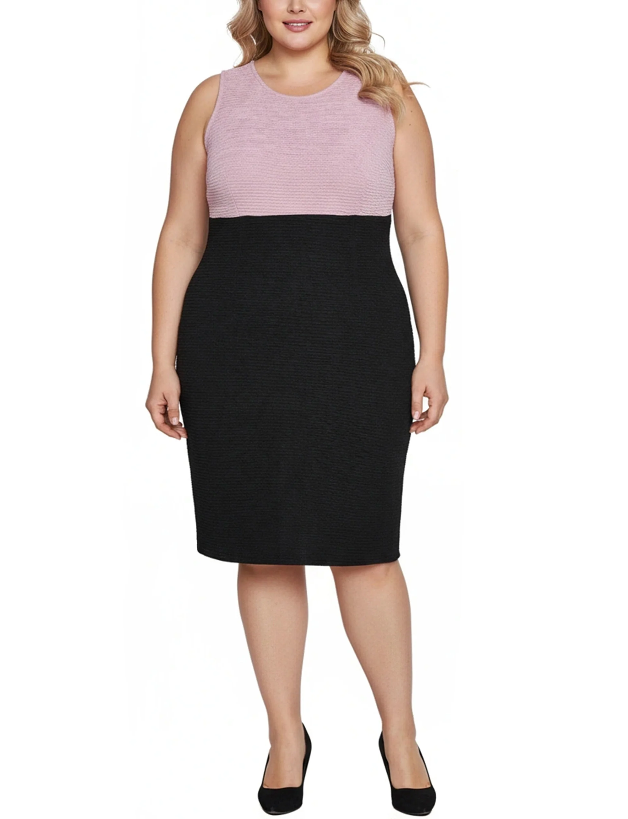 NY Collection Plus Size Lace-Detail 2 Piece Textured Knit Dress Set - Image 5