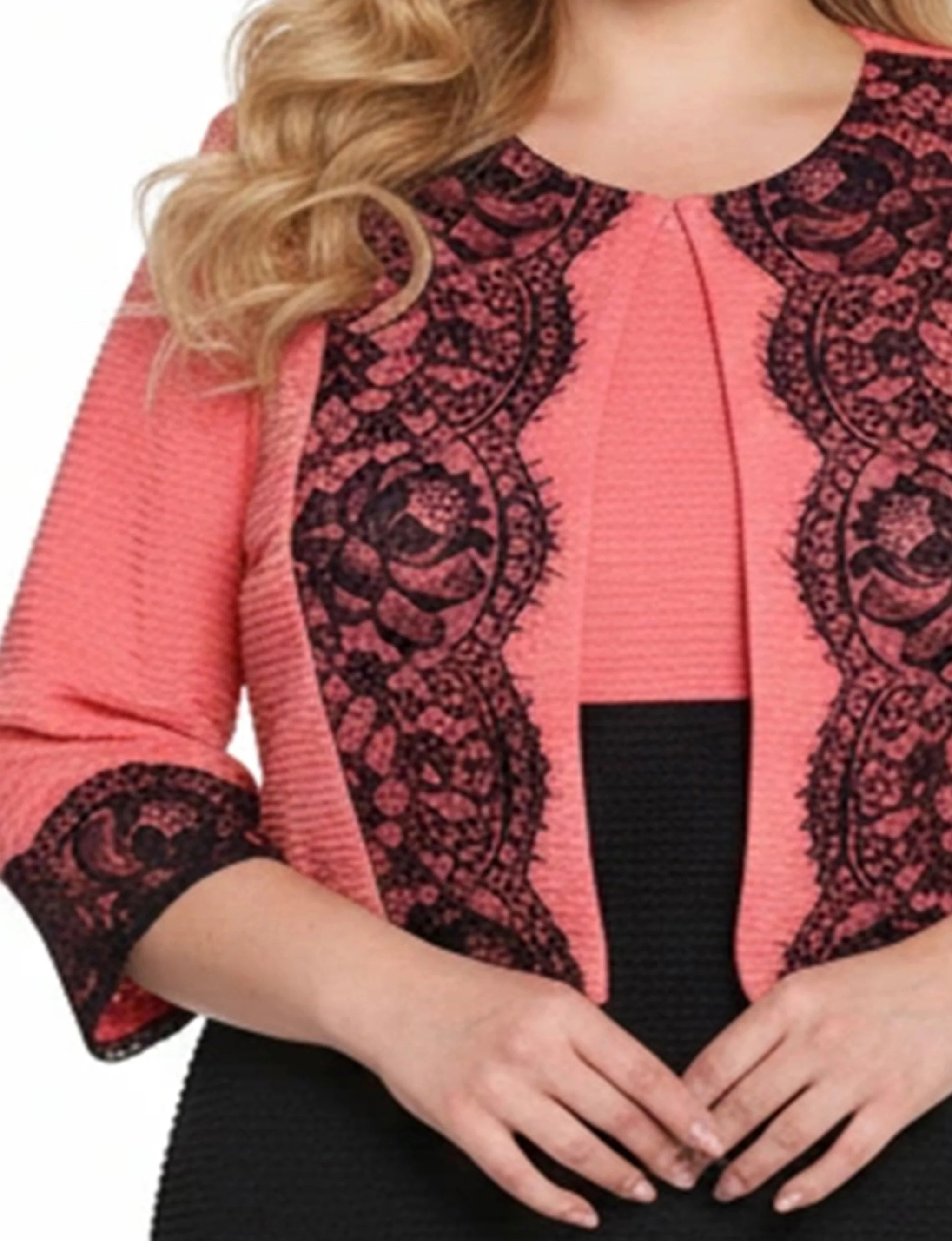 NY Collection Plus Size Lace-Detail 2 Piece Textured Knit Dress Set - Image 8