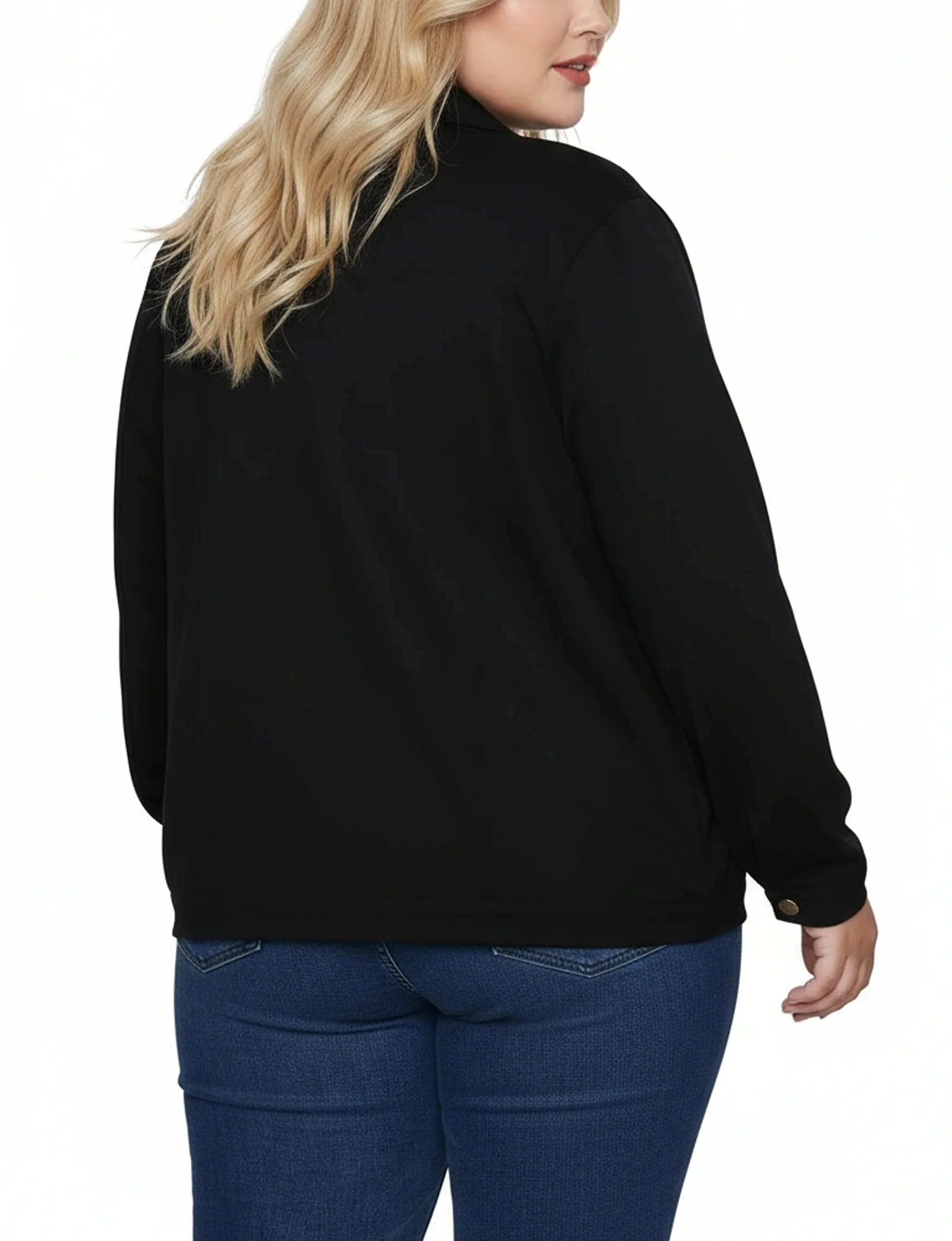 NY Collection Plus Size Long Sleeve Ponte Cropped Jacket - Image 4
