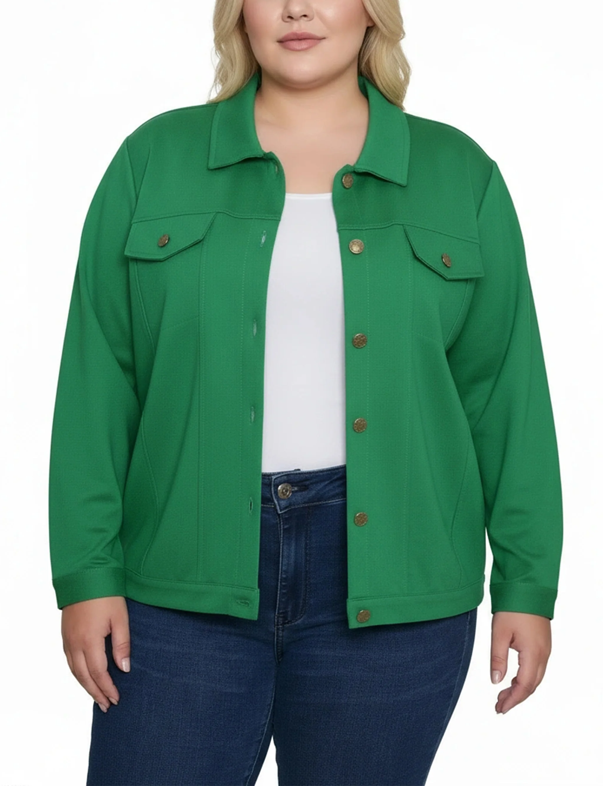 NY Collection Plus Size Long Sleeve Ponte Cropped Jacket - Image 5
