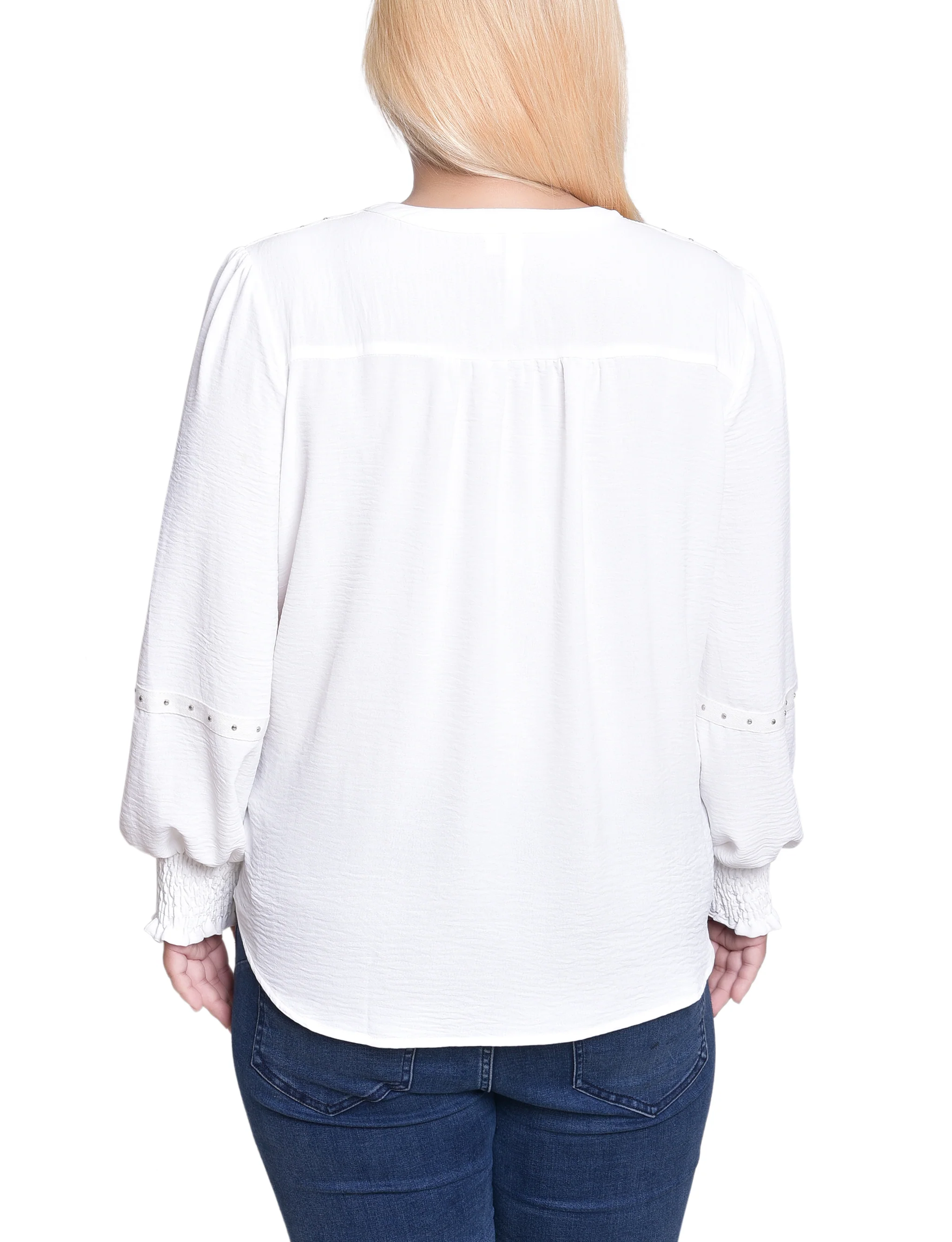 NY Collection Plus Size Long Sleeve Studded Blouse - Image 8
