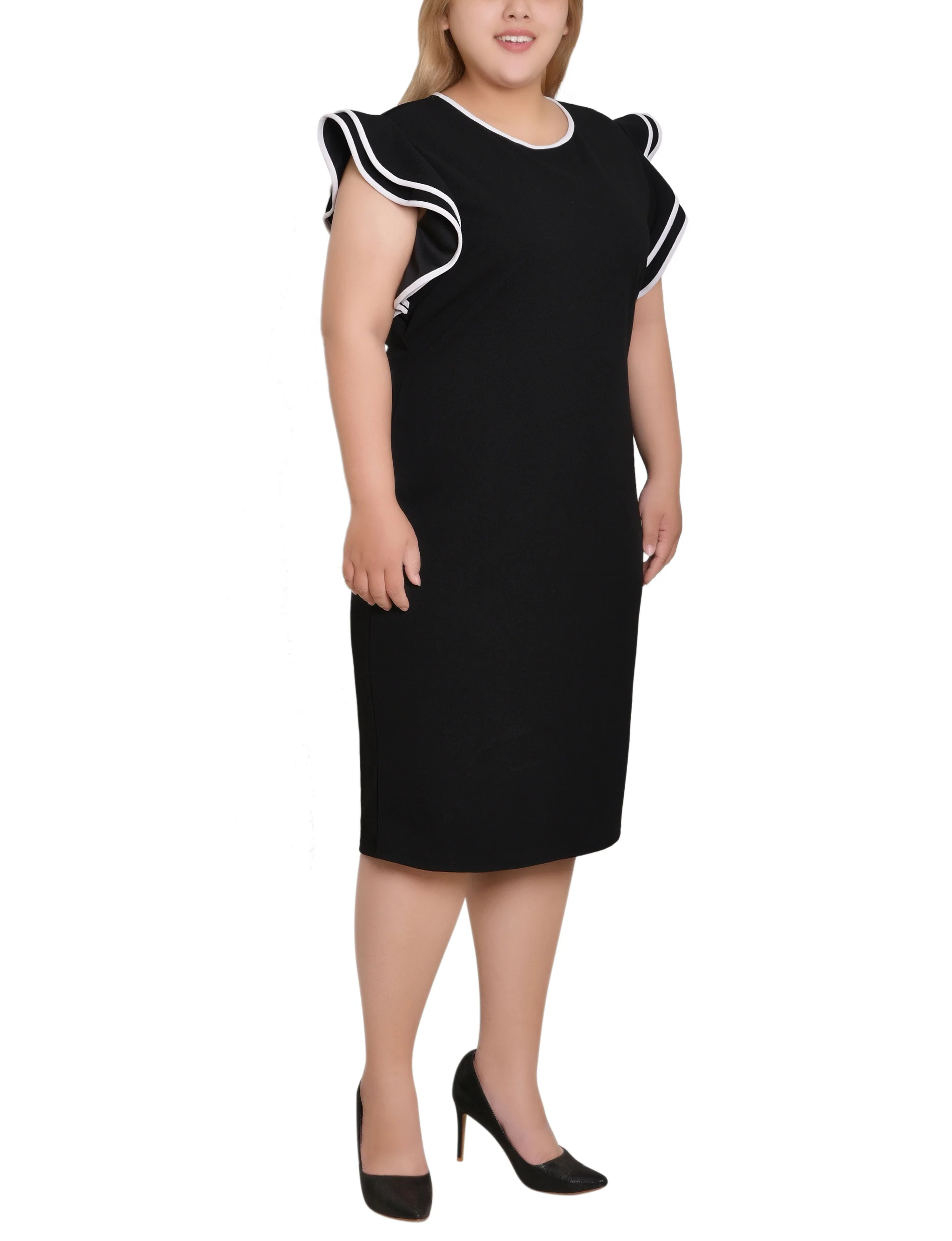 NY Collection Plus Size Ruffle-Sleeve Dress - Image 3