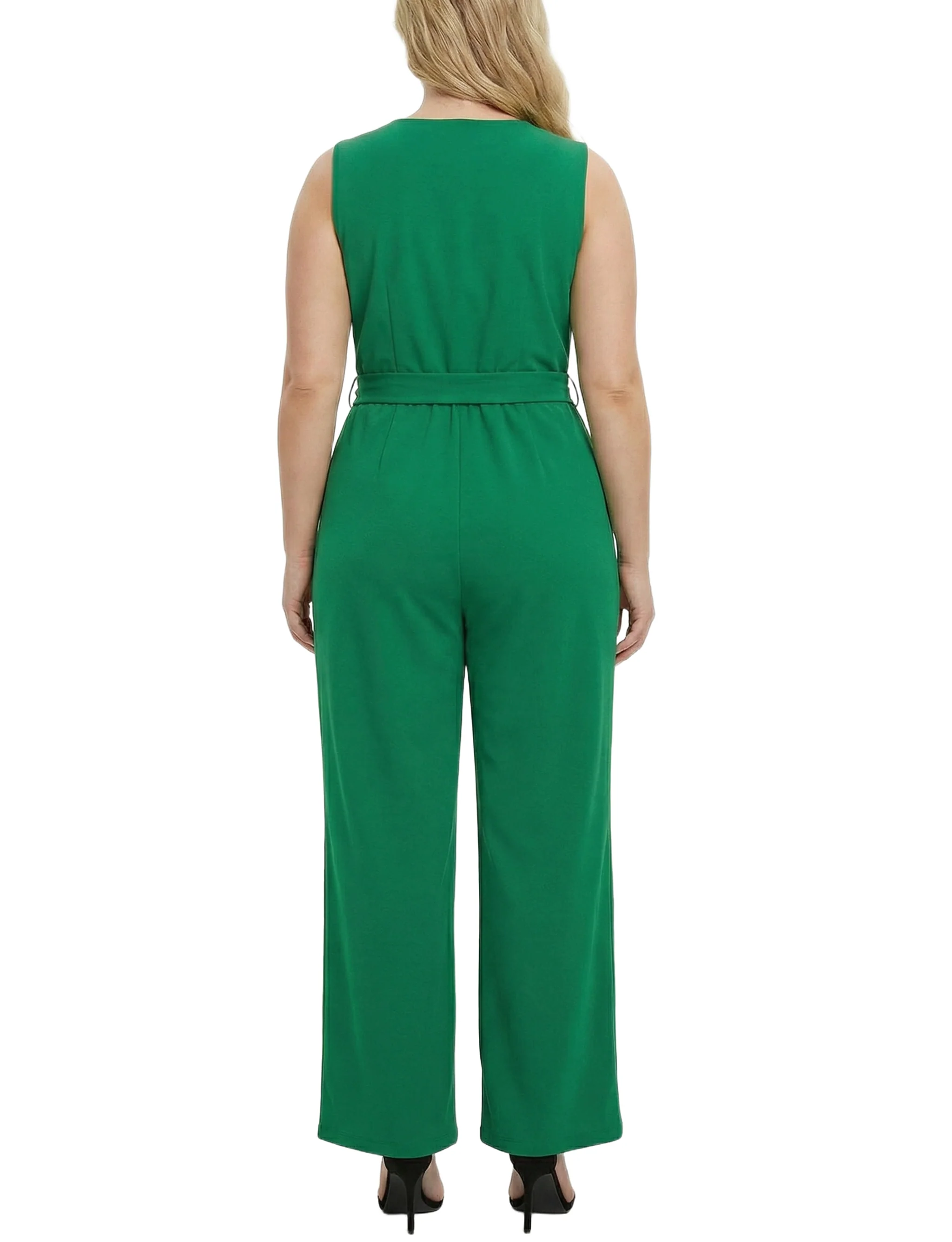 NY Collection Plus Size Sleeveless Belted Jumpsuit - Image 4