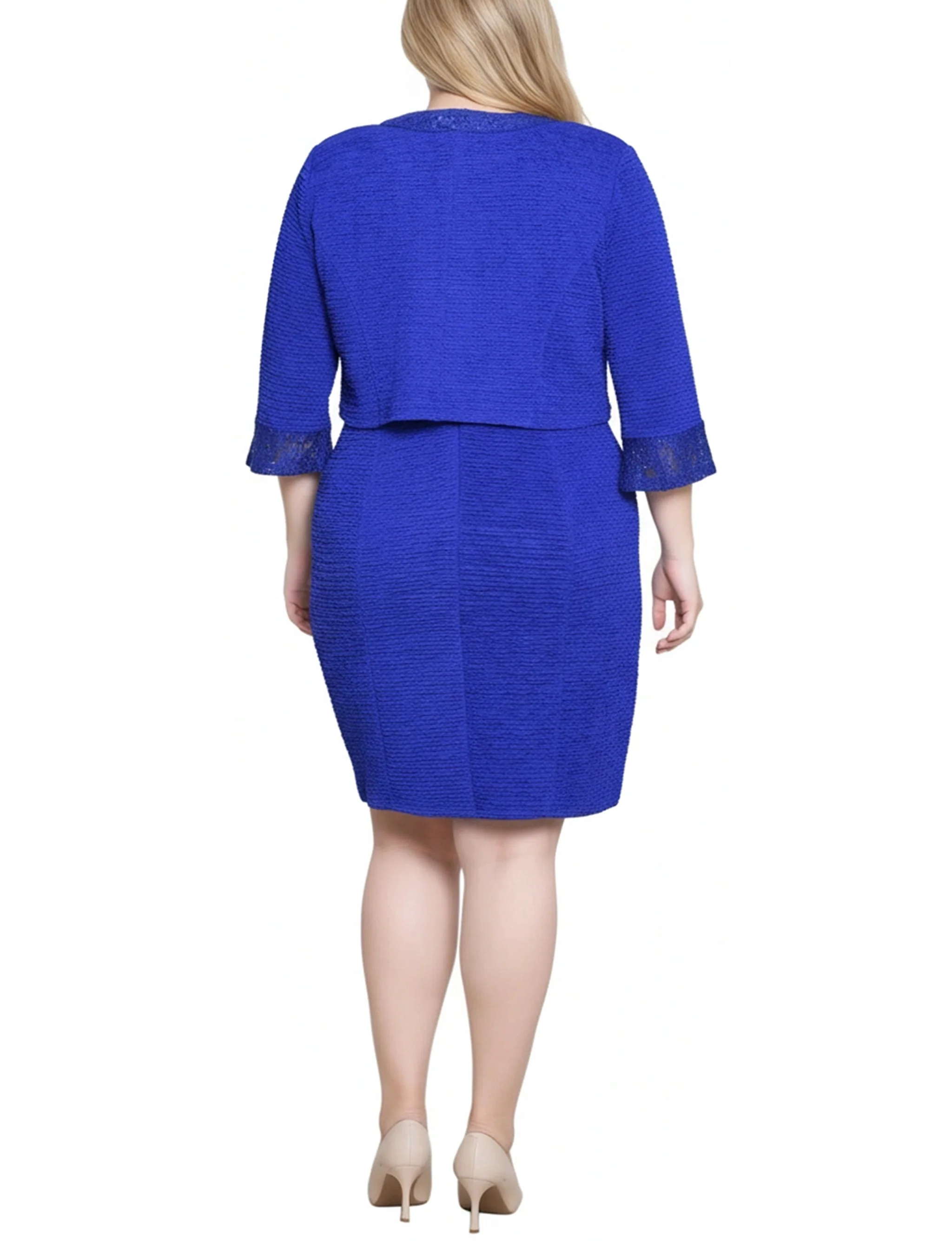 NY Collection Plus Size Two Piece Novelty Knit and Lace Dress Set - Image 10