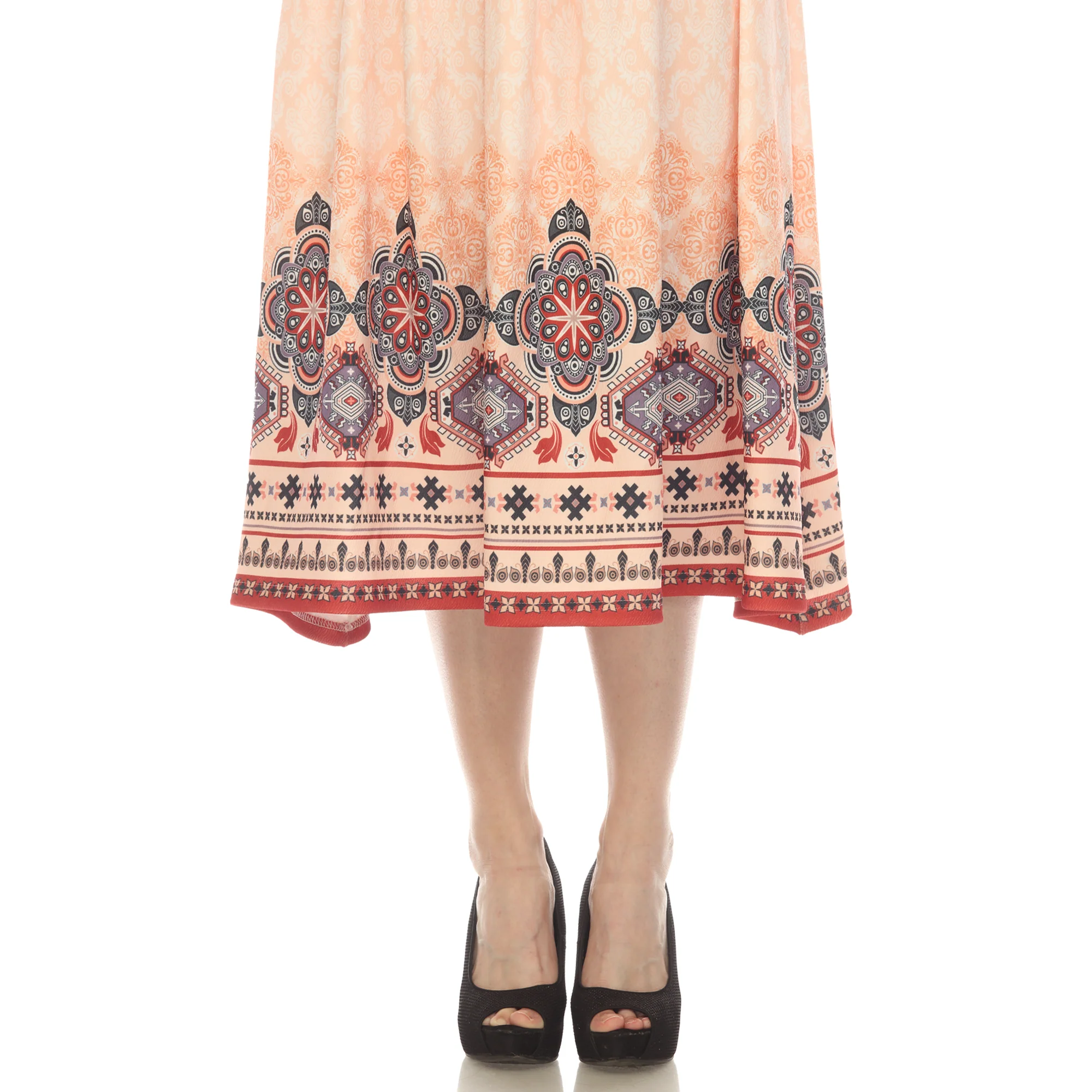 Orange Pleated Skirt with Border Prints - Image 4