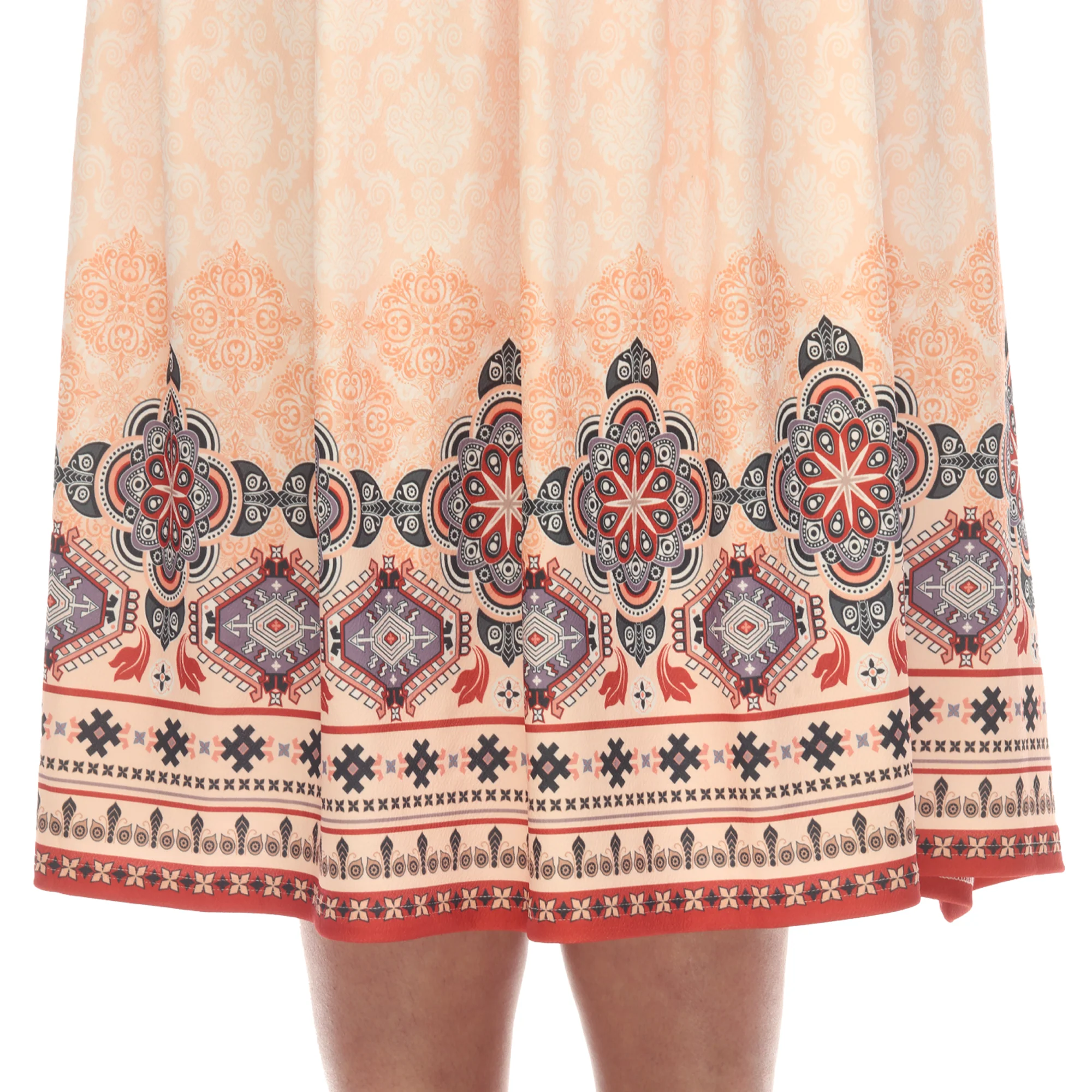 Orange Pleated Skirt with Border Prints - Plus - Image 4