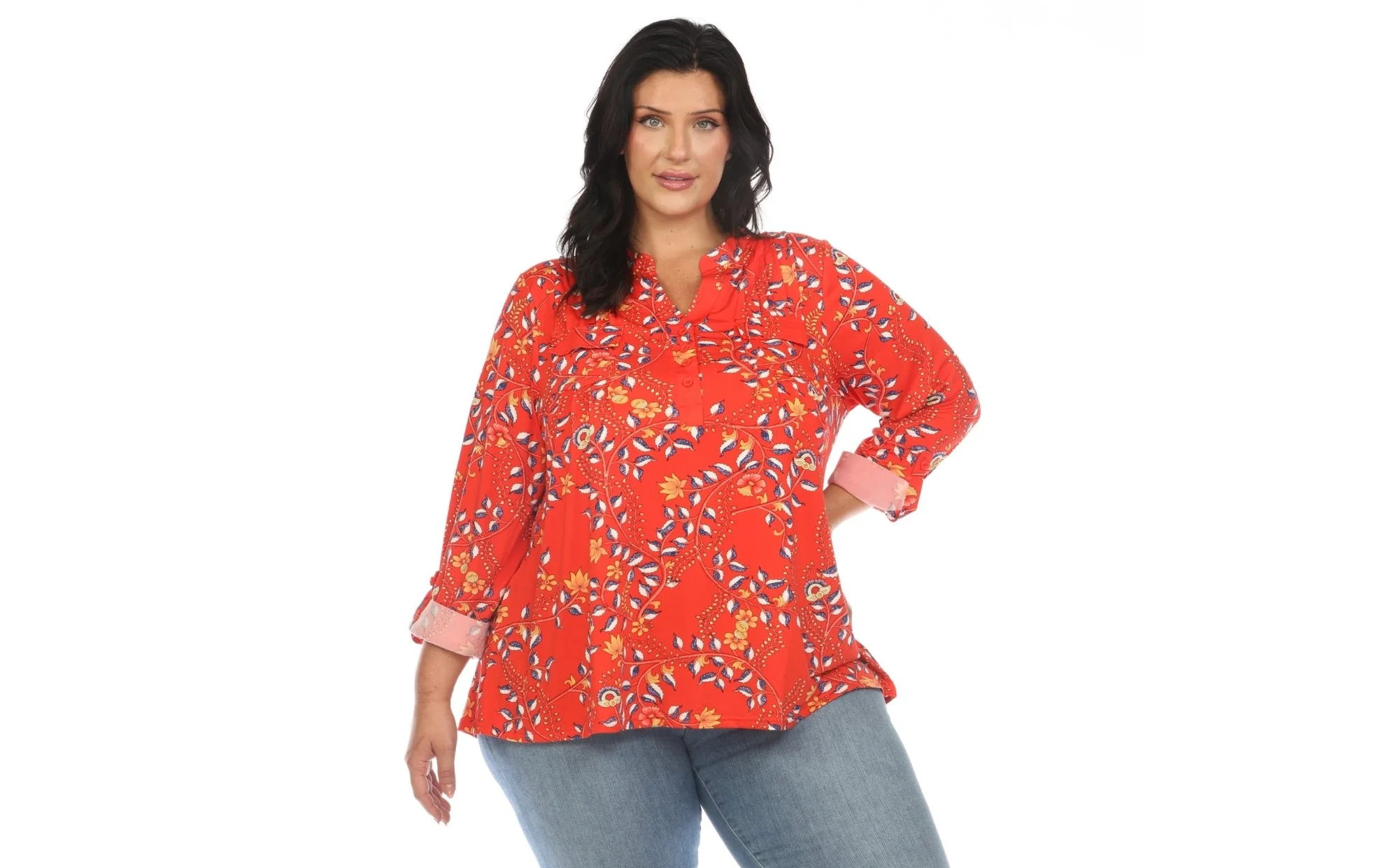 Paisley Button Front Tunic Top - Plus - Image 13